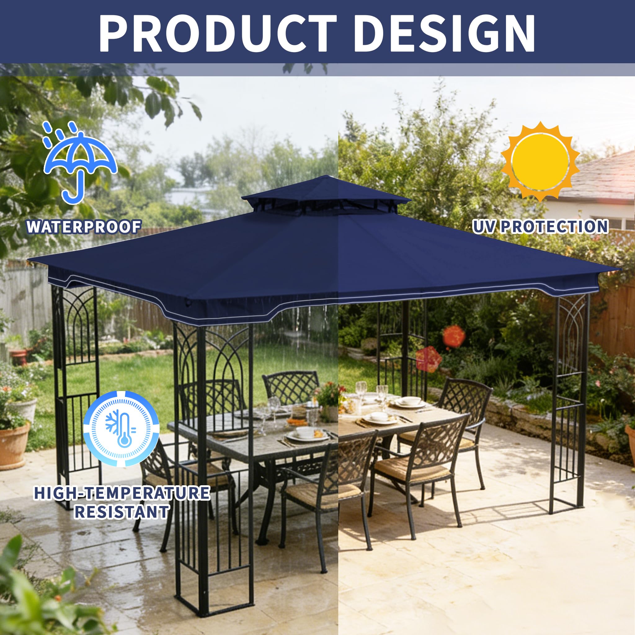SCOCANOPY Replacement Gazebo Canopy Compatible with 10 x 12 Regency II Patio Gazebo Model L-GZ798PST,A101004104,A101004105,(Forest Green)