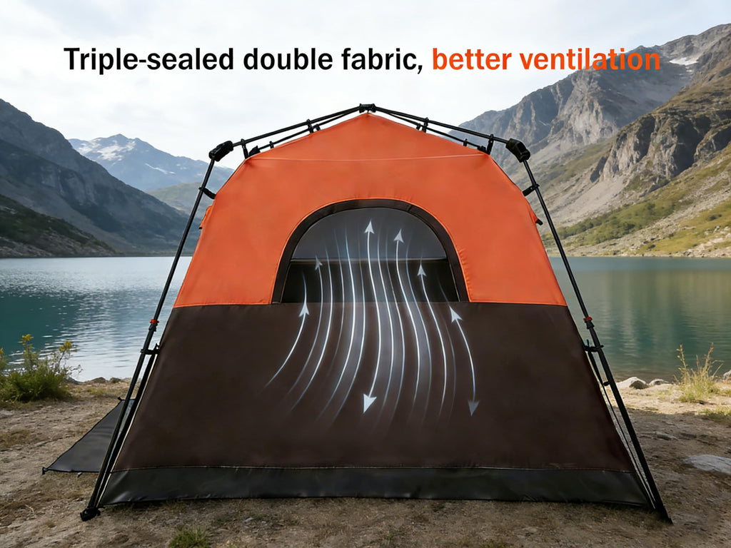 3/4 Person Camping Tent with 1 Door, 4 Windows, and Upgraded Ventilation– Instant Setup, Waterproof, 8'x 8'x 67''Oxford Fabric Floor Pop Up in 60 Seconds Includes Rainfly and Backpack