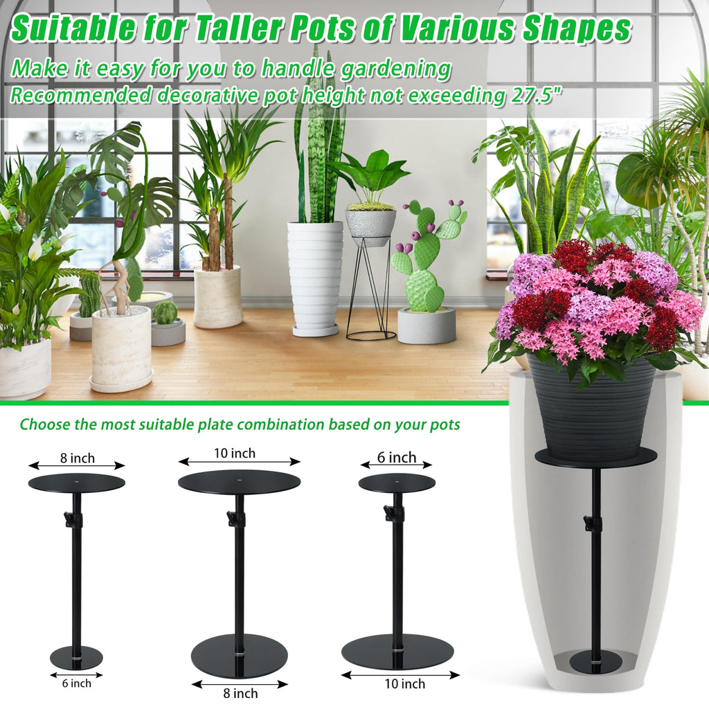 Adjustable Plant Risers for Inside Pots, 11-20" Rise Planter Insert Filler for Large Pots, Plant Lift Inserts Pot Risers for Indoor Outdoor Tall Taper Planter Container (6" 8" 10" Base Top, Set of 1)