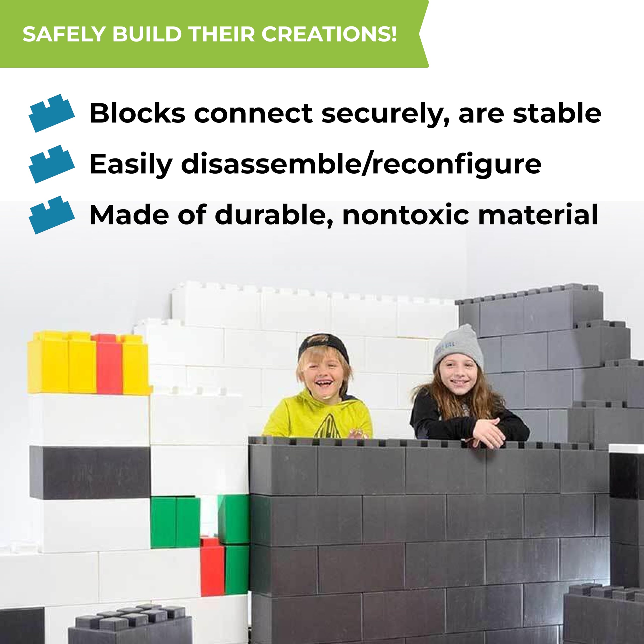 EverBlock 12' x 6' Full Size Plastic Modular Bulk Pack | Giant Building Blocks | Easy to Connect & Reuse | Indoor & Outdoor Use | Build Displays & Structures | Black