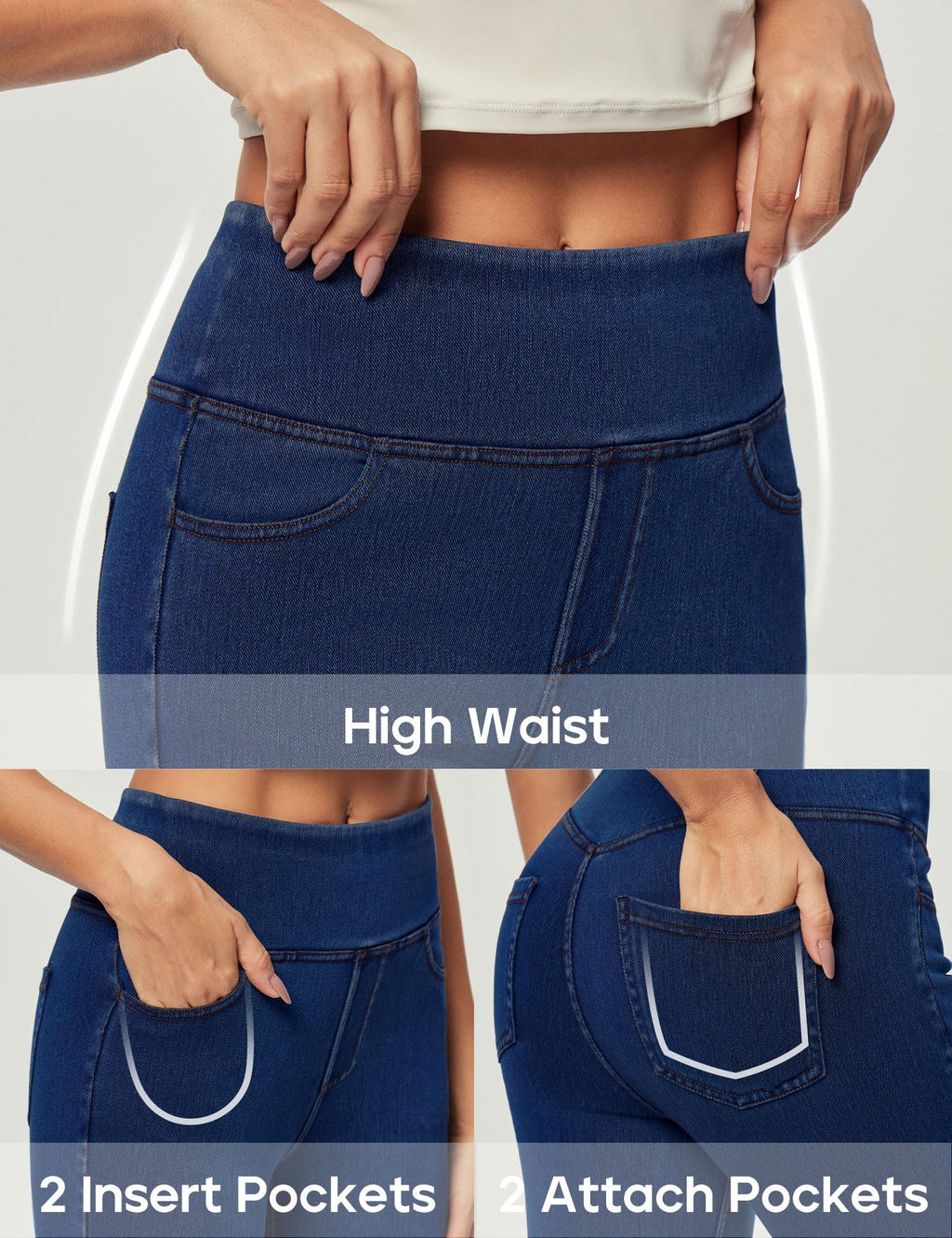 Heathyoga Stretchy Jeans for Women Trendy High Waist Pull On Jeggings Tummy Control Womens Skinny Jeans Leggings with Pockets