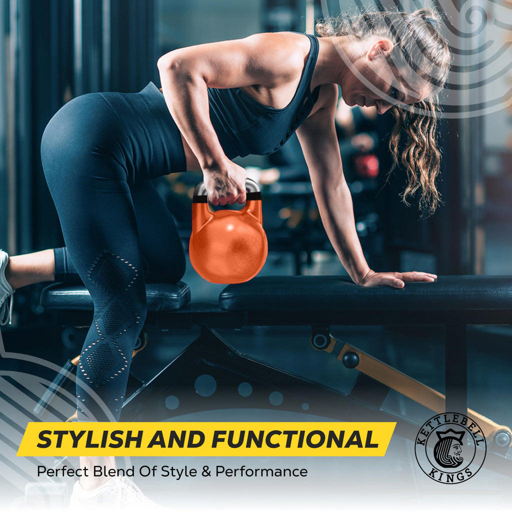Kettlebell Kings Competition Kettlebells Weight (35mm handle) 8-48 KG | Hand weights Workout Gym Equipment & Strength training sets for Women & Men for Home Gym | Suitable for High Repetition Workouts