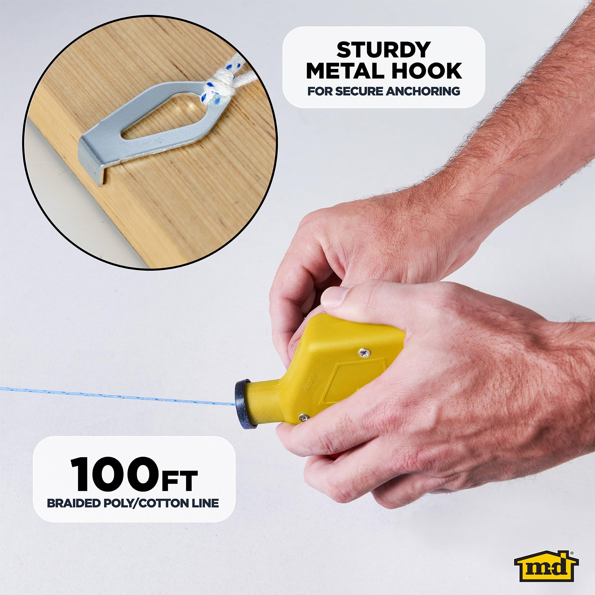 M-D Building Products 00805 ABS Tuff Line™ Contractor Chalk Reel, Durable and Reliable Chalk Line for Precision Marking, Ideal for Construction & Carpentry Projects (0.06 in. x 100 ft, Black)