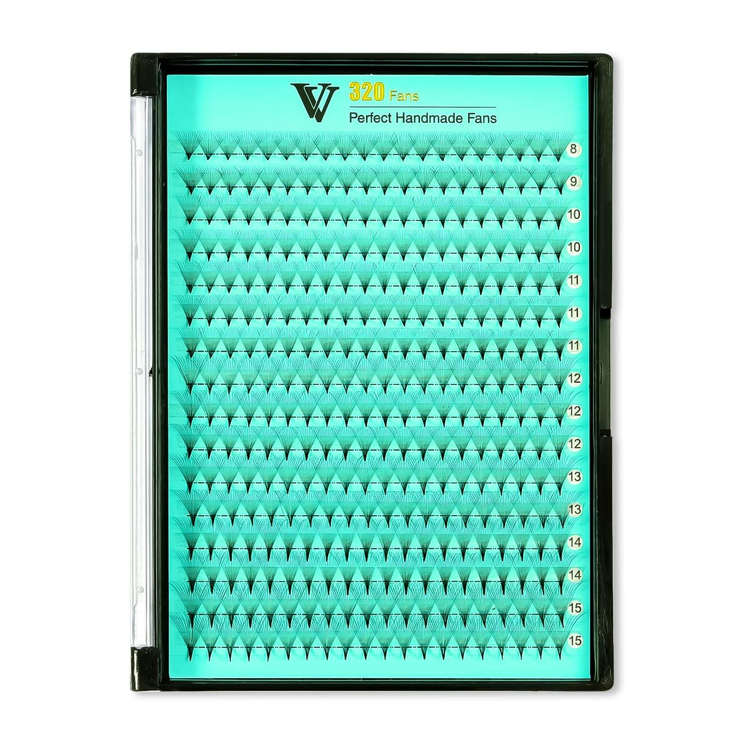 VAVALASH Premade Fans Eyelash Extensions 320 Fans 10D 14D 16D 20D 0.03 0.05 0.07 Thickness C/D Curl Middle Stem Premade Fans Russian Volume Lash Extensions (320 Fans-10D-0.03-D-8-15mm)