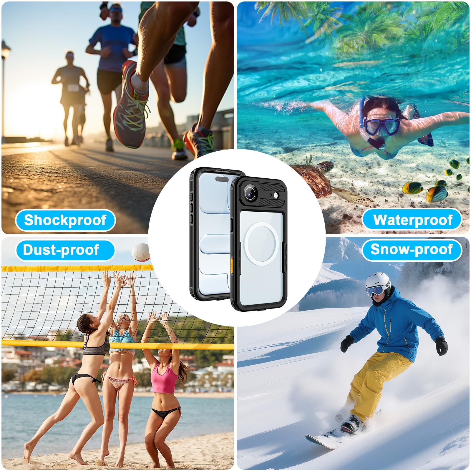 iPhone 13 Pro Case, Waterproof & Shockproof Phone Case, Full Protection, IP68, 6.1 Inch, Black