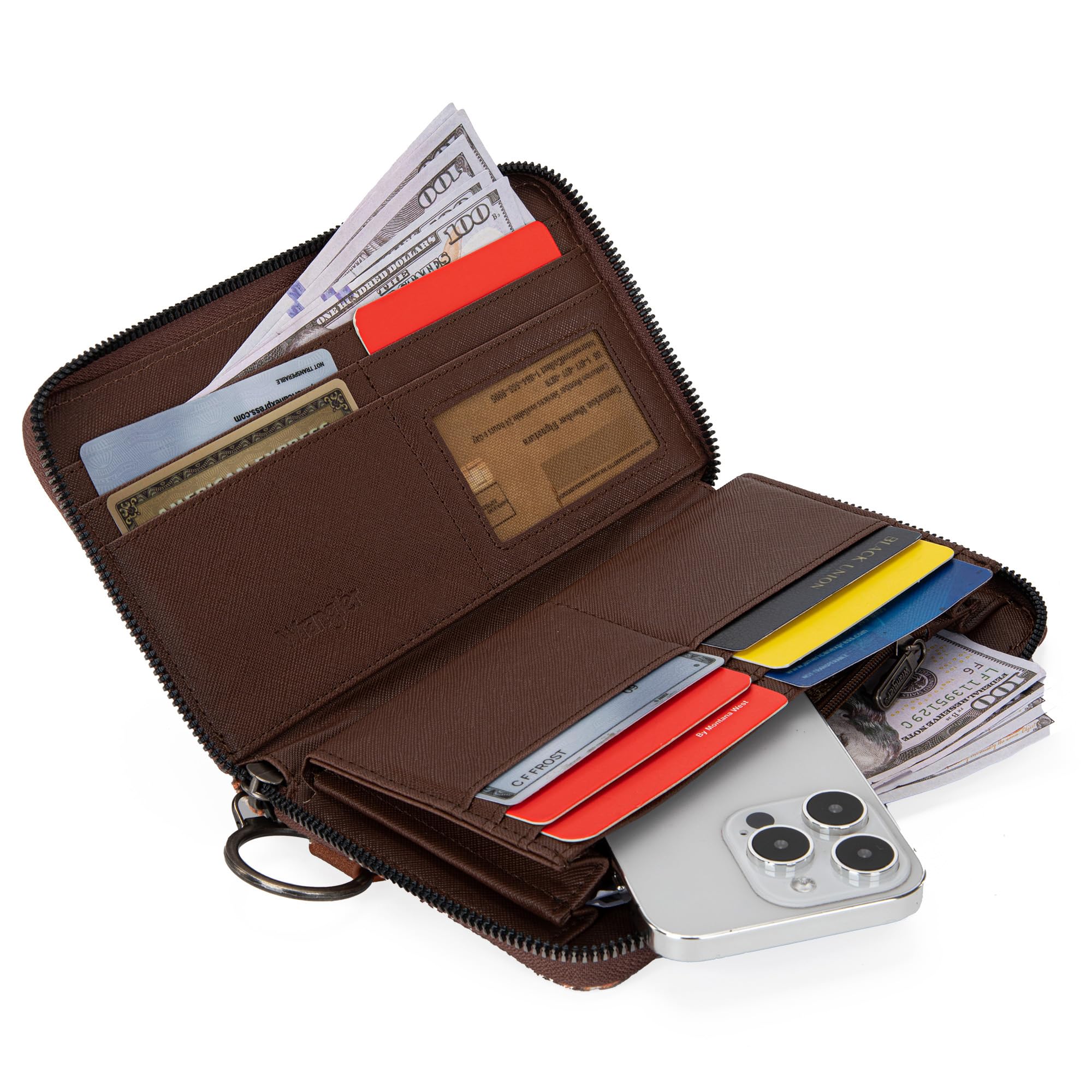 Wrangler Wallet Purse for Women Western Aztec Clutch Wristlet Wallet with Credit Card Holder