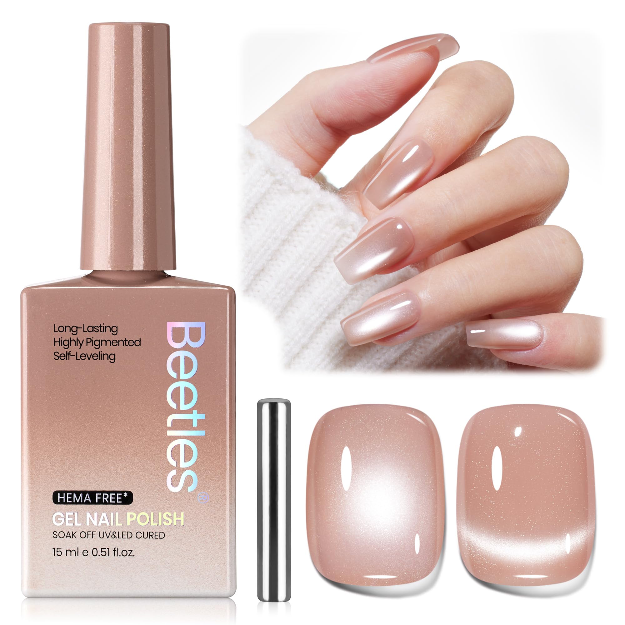 Beetles Star Cascade Silver Cat Eye Gel Nail Polish - 15ML Christmas Silver Glitter Cat Eye Gel Polish with Magnet Soak Off UV Velvet Nail Polish Salon DIY Manicure Winter Gift for Women