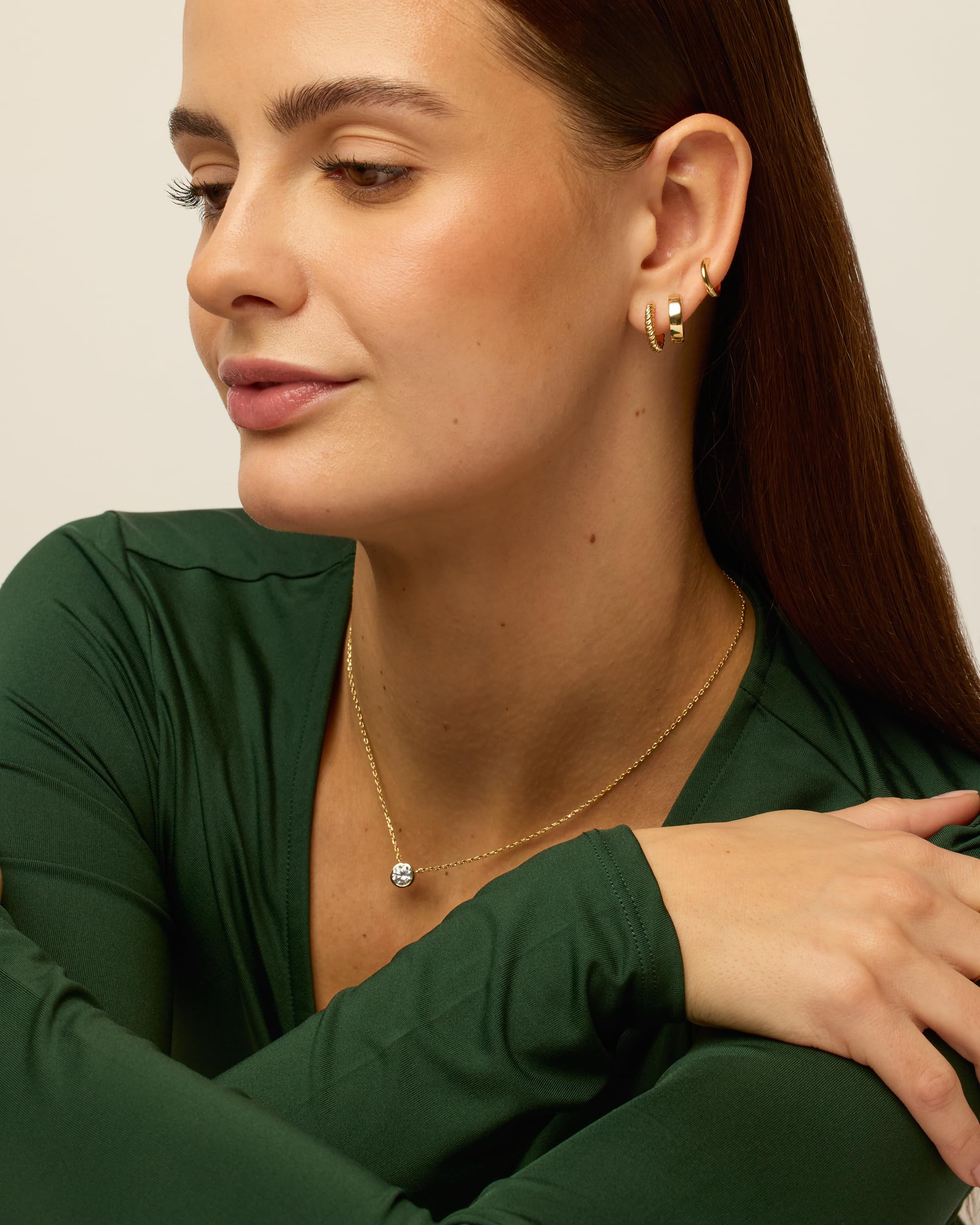 PAVOI Gold Hoop Earrings for Women - 14K-18K Yellow Gold Plated 925 Sterling Silver - Hypoallergenic 3-Pair Small Hoop Earings Set with Cubic Zirconia - Rope Teardrop & Chunky Huggie Styles Earscape Piercings