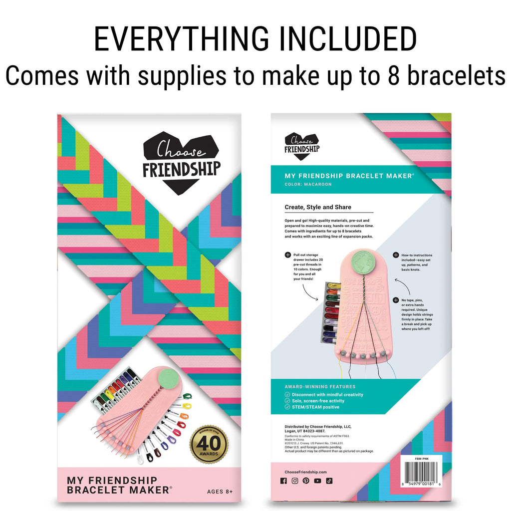 Choose Friendship Bracelet Making Kit – 20 Pre-Cut Threads, Portable Loom with Storage, Makes 8 Bracelets, Craft Gift for Kids Ages 8+, Dark Blue “Blueberry”