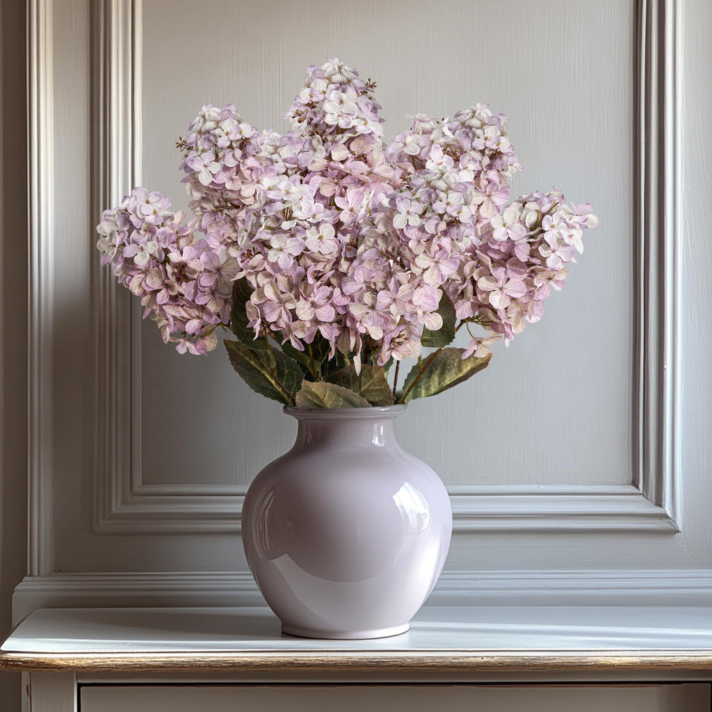 Ttranewsoo Hydrangea Artificial Flowers,Fall Hydrangeas Artificial Flowers,Blue Fake Fall Dried Hydrangea Flowers Decoration,Faux Silk Flower with Stems Winter Decor(Blue 24" 8pcs) Without Vase