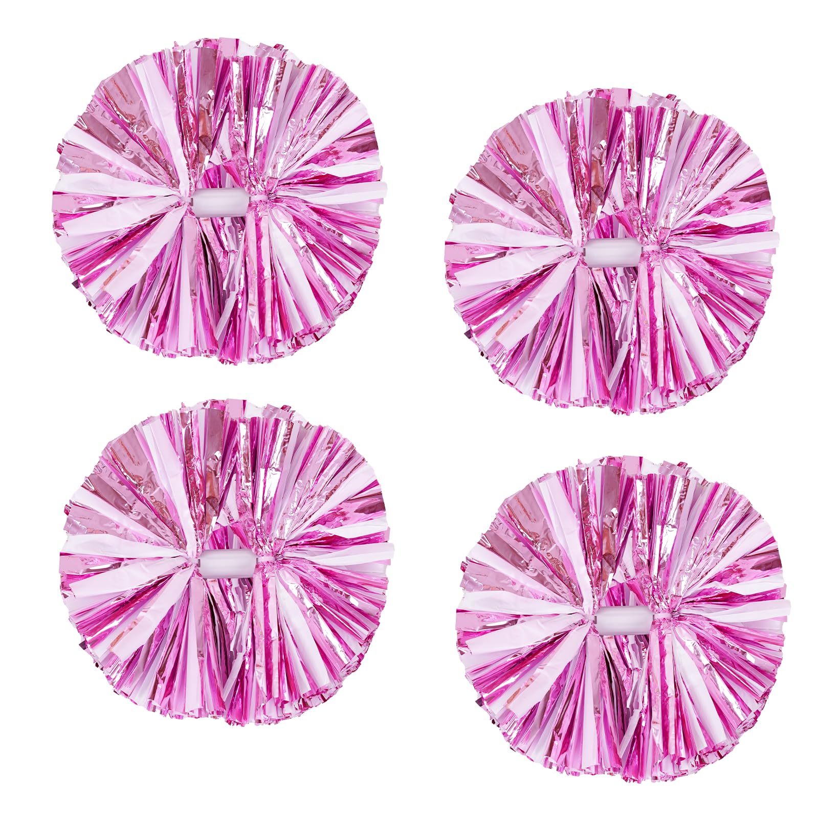 4Pcs Metallic Cheerleading Pom Poms, Creatiee 2 Pair Cheerleader Cheering Squad Pompoms for School Sports Dance Games Team Spirit Cheer