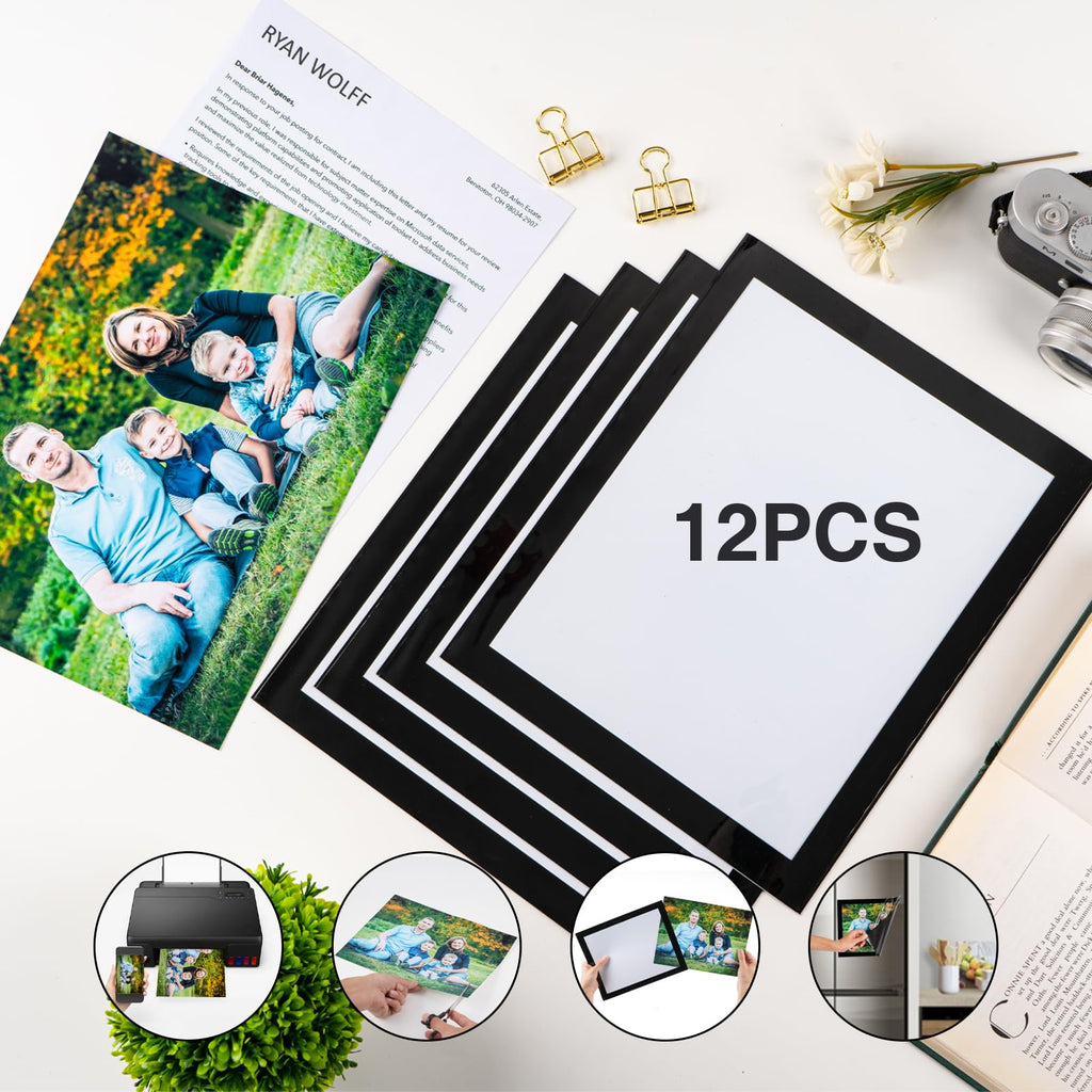 STTMGN Magnetic Picture Frames with Black Border(2.5"X3.5",12 Pack),Mini Wallet Size Magnet Photo Sleeves Pockets/Holder,Decorations for Home/Office/School/Classroom/Party