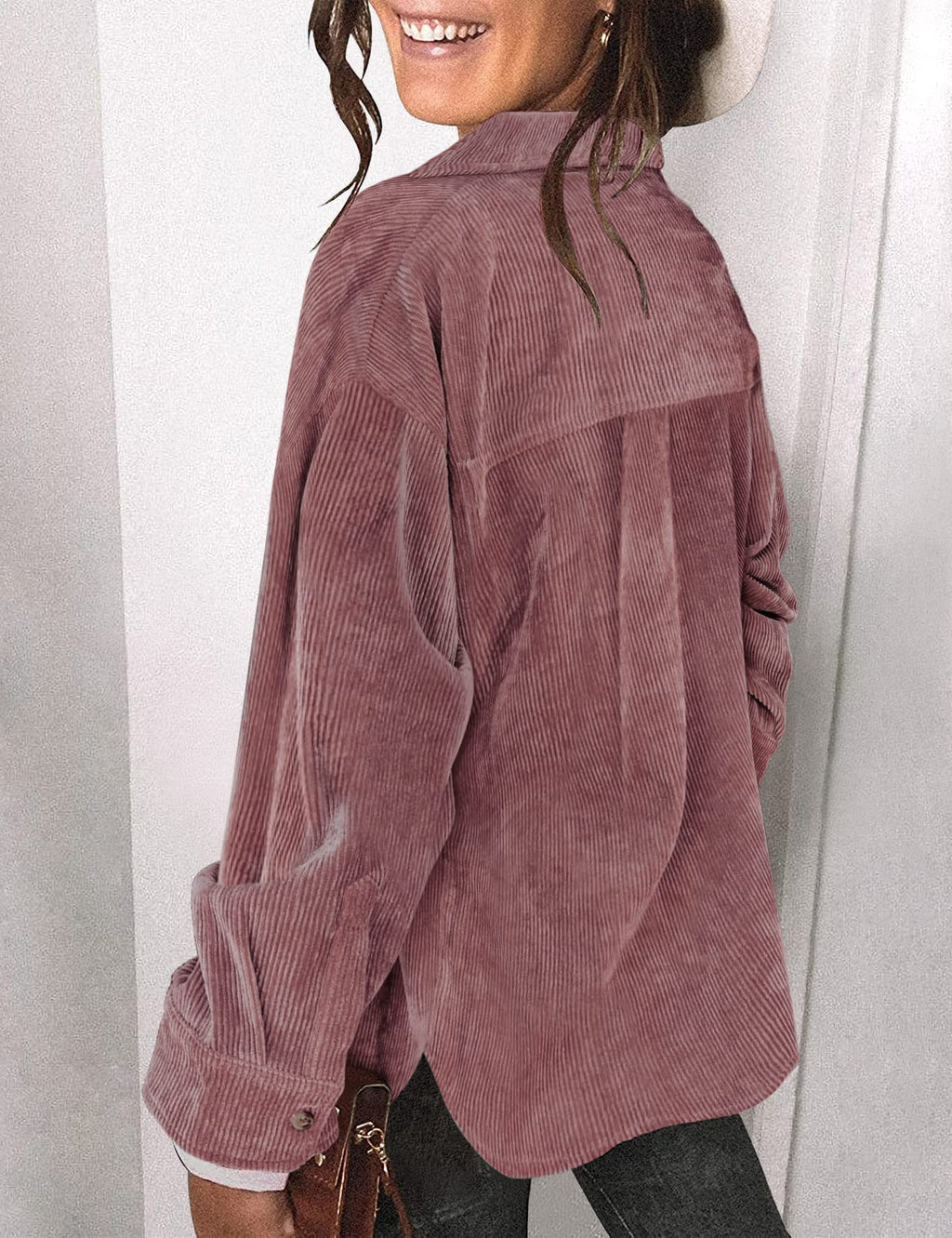 Saslax Women's Corduroy Shirt Shacket Jacket