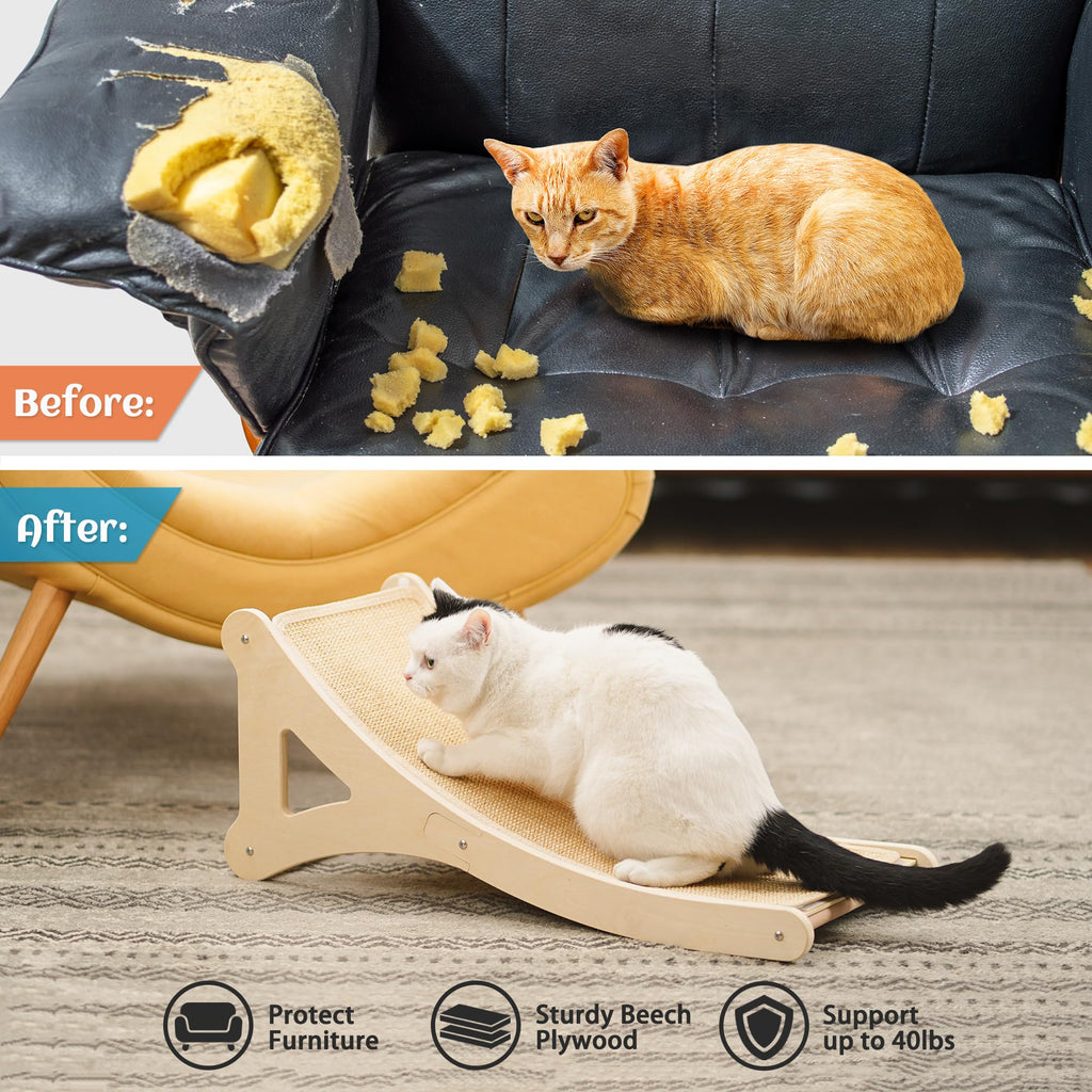 PETKARAY Couch Corner Cat Scratcher, 28.5" Sisal Scratching Post for Cats | Corner Wall Scratch Pad for Furniture Protection, Large Vertical Cat Scratching Post with Plush Base