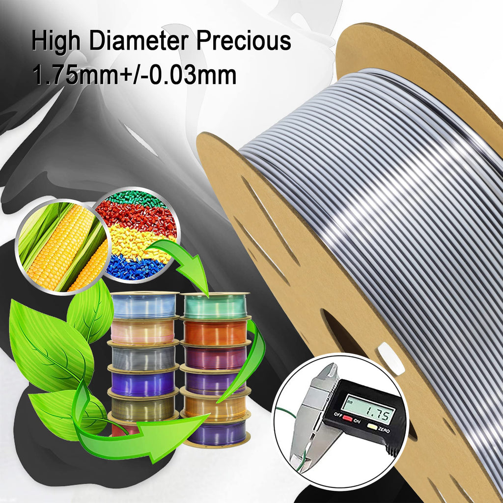 1.75mm PLA 3D Printer Filament Bundle: Glow in Dark Green/Blue/Purple/Rainbow, One Spool Clear Multi Colored, Each Spool 250g, Total 1.25Kg 3D Printing Material, 250g x 5 Spools Glow in Dark PLA