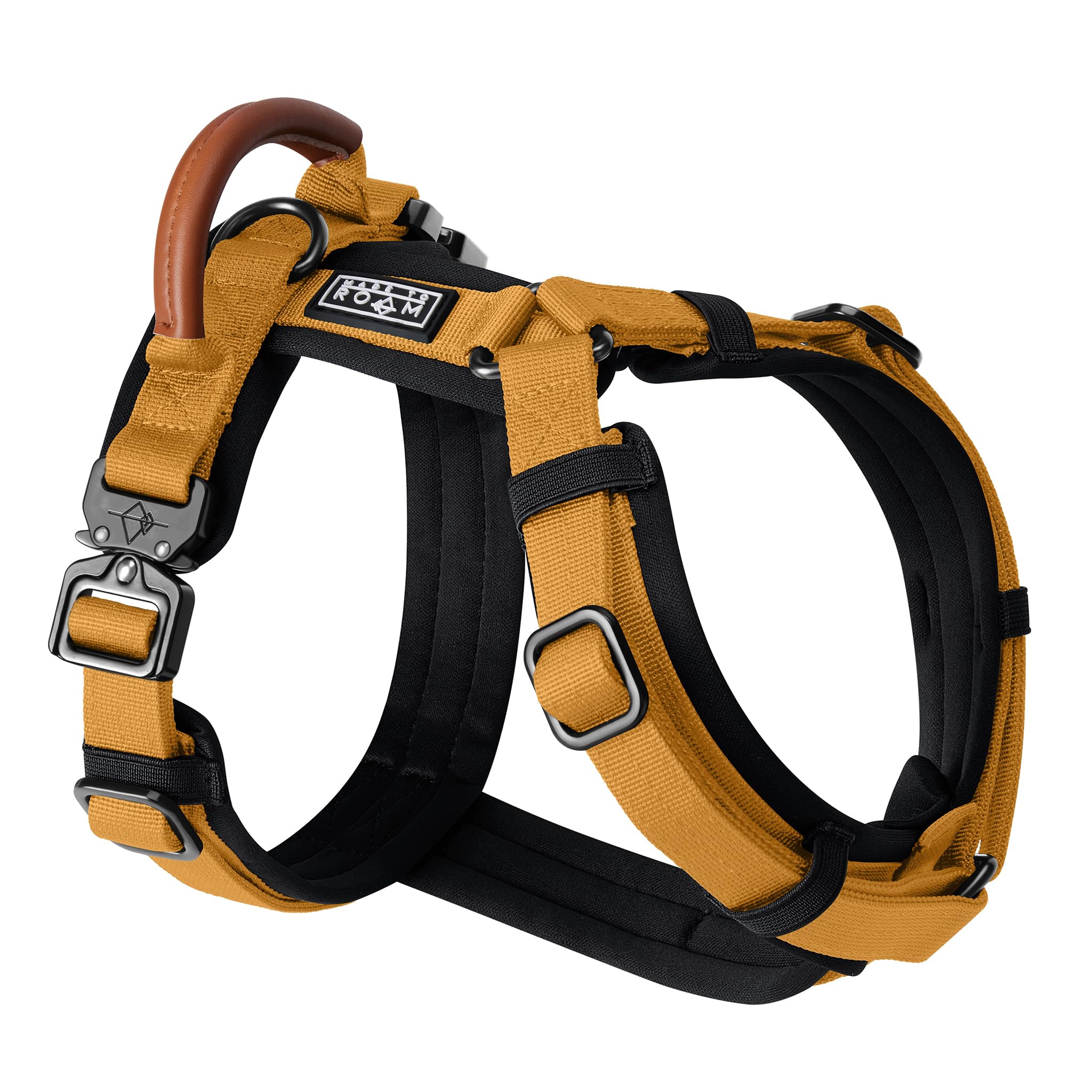 MADE TO ROAM Premium Explorer Harness - Y-Shaped Dog Harness with Adjustable Durable Nylon, Soft Padding, Metal Buckles and Leather Handle for Small, Medium, Large Dogs (Alaska Daybreak, Size 1)