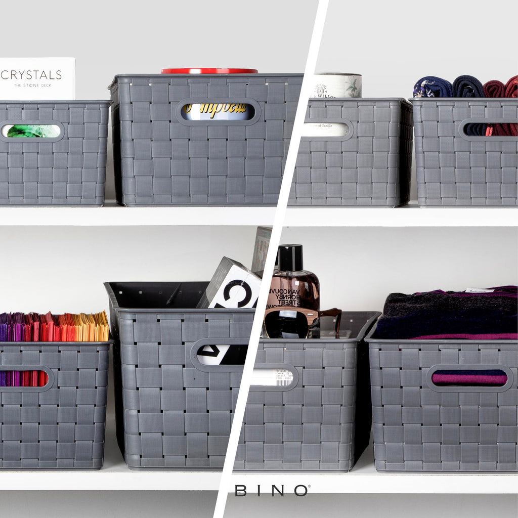BINO Plastic Basket, Small White, 5 Pack - Rectangular Cabinet Organizer, Multi-Use Storage Basket, Drawer and Cabinet-Friendly, Portable, Durable, Space Efficiency, Stock Management