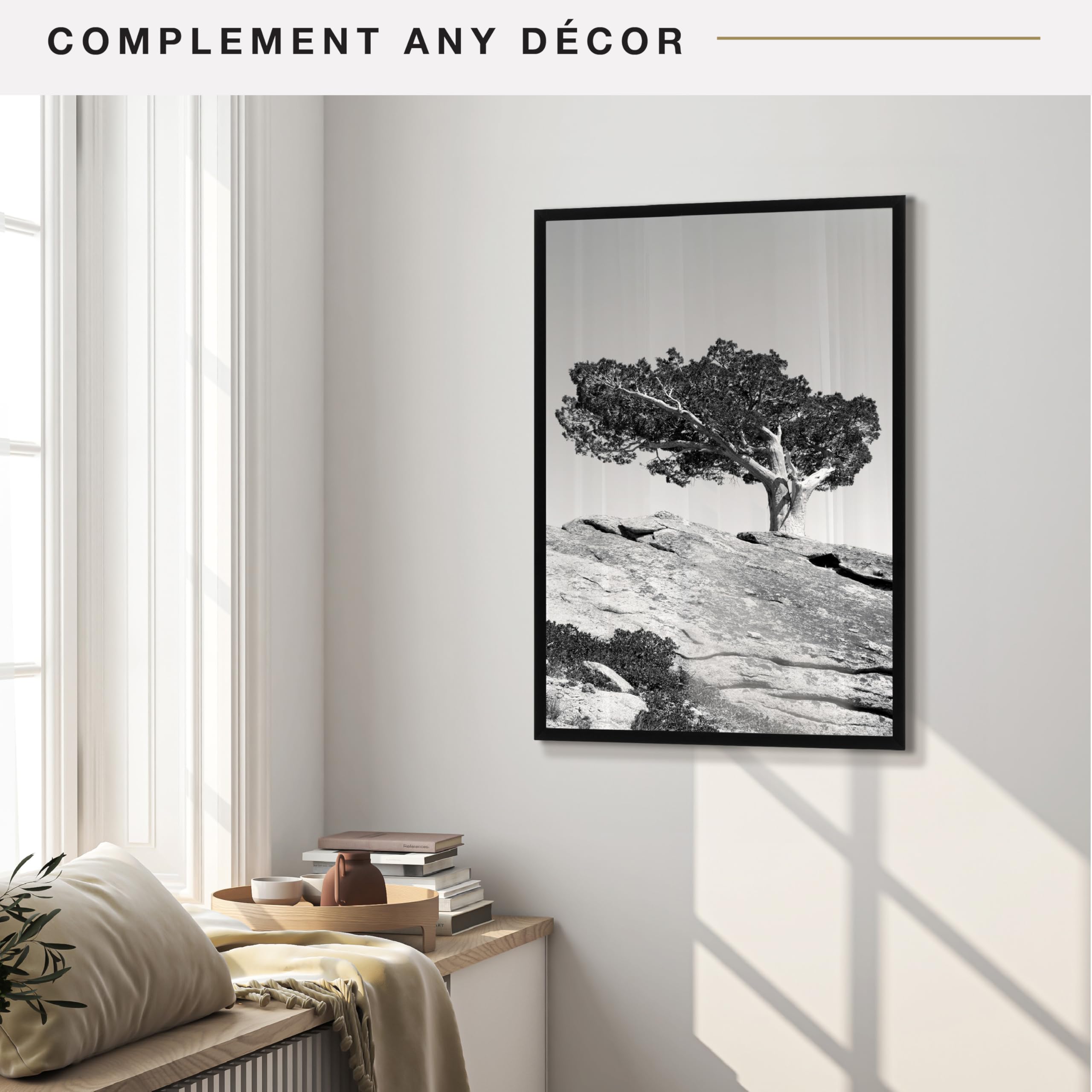 MCS Everline Collection 14x20 Matted Poster Frame with 11x17 Picture Display, Black Vertical & Horizontal Wall Hanging Large Frame for Photos, Posters & Art Prints (1-Pack)