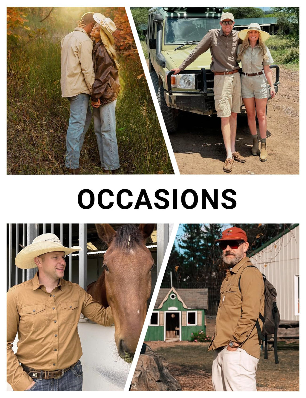 Eisctnd Men's Long Sleeve Cotton Work Shirt Casual Loose Fit Button Down Shirts with 2-Pocket for Outdoor Safari