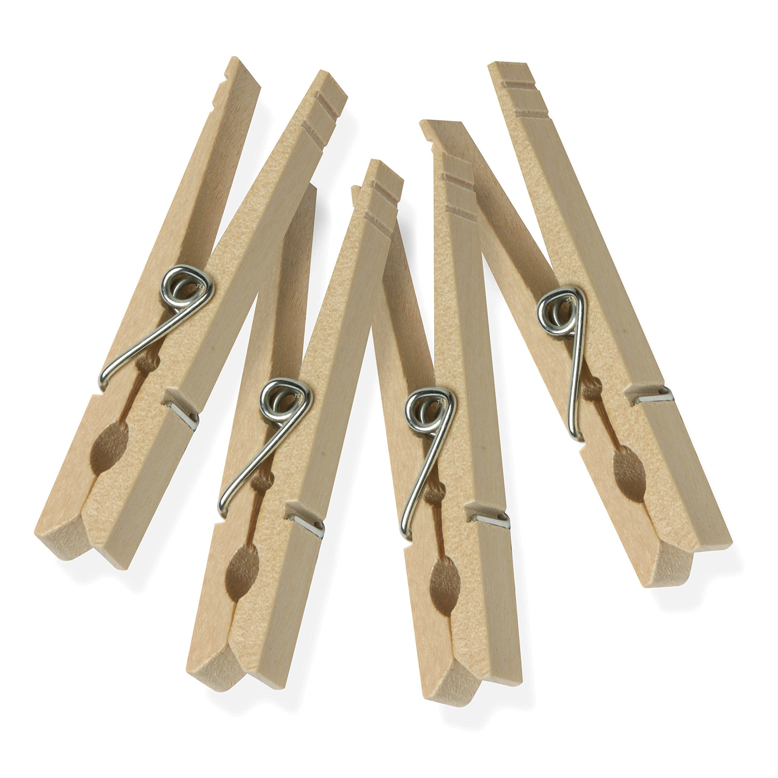 Honey-Can-Do DRY-01374 Wood Clothespins with Spring, 24-Pack, 3.3-inches Length,Brown