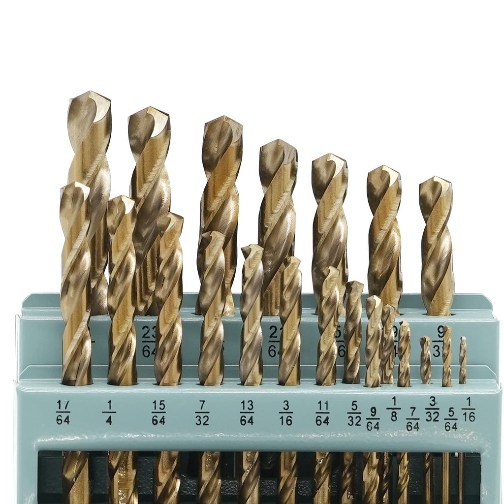 GMTOOLS 13Pcs Cobalt Drill Bits Set, M35 HSS 135 Degree Tip, Twist Jobber Length Drill Bit Kit for Hardened Metal, Cast Iron, Stainless Steel, Plastic and Wood with Storage Case 1/16"-1/4"