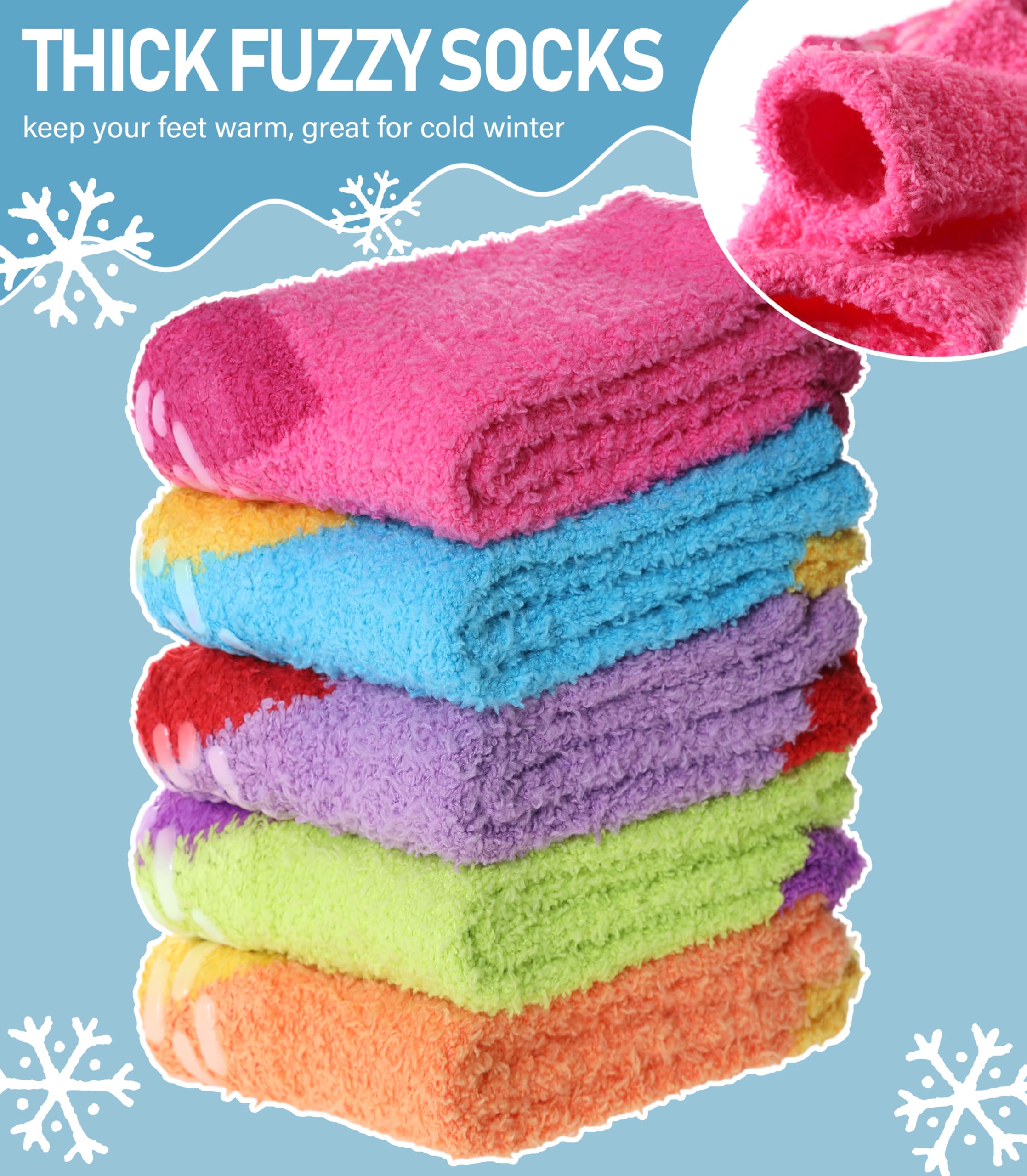 Yebing Non Slip Hospital Socks for Women with Grips Fuzzy Cozy Anti Skid Slipper Socks Winter Warm Soft Fluffy Sleep Socks