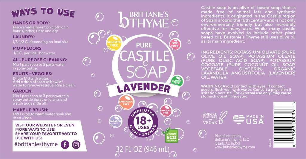 Brittanie’s Pure Castile Liquid Soap Refill, Bergamot Lime, 12 Ounce | Dish Soap, Hair & Body, Home, Gentle and Pure, Made with Natural Luxurious Oils, Vegan & Gluten Free Non-GMO
