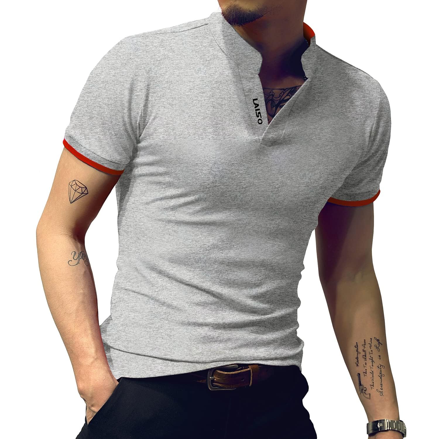 LOGEEYAR Mens Fashion Polo Henley Shirts Short/Long Sleeve Casual T-Shirts Slim Fit Cotton Polo Shirts for Men