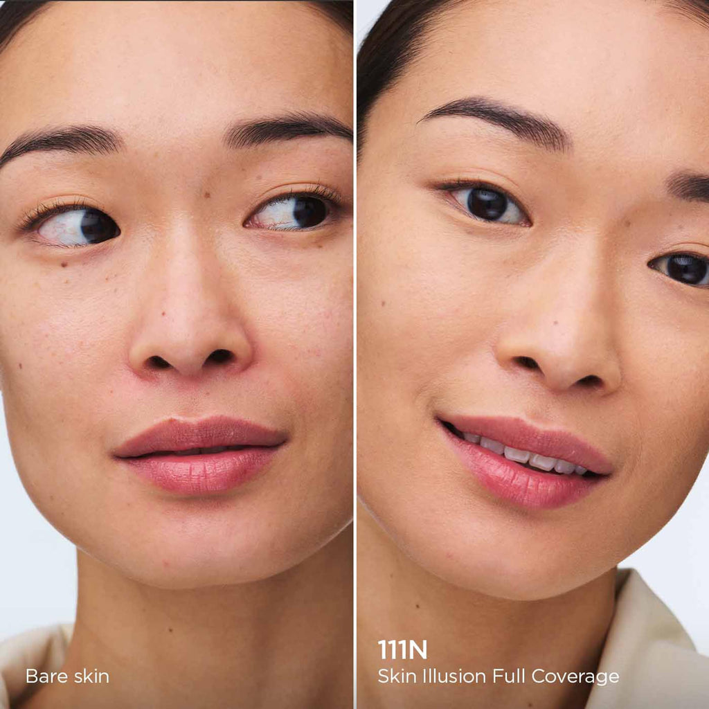 Clarins Skin Illusion Longwear Full Coverage Foundation|Luminous Matte Finish|24H Hold and 24H Hydration|Natural Looking|Transfer, Sweat and Smudge Proof| Contains Hyaluronic Acid|1 Fl Oz