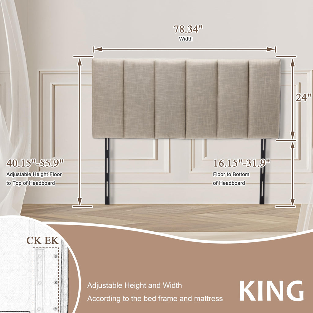HAOBO Home Upholstered Headboards Foldable Queen/Full Linen Panels with Height Adjustments
