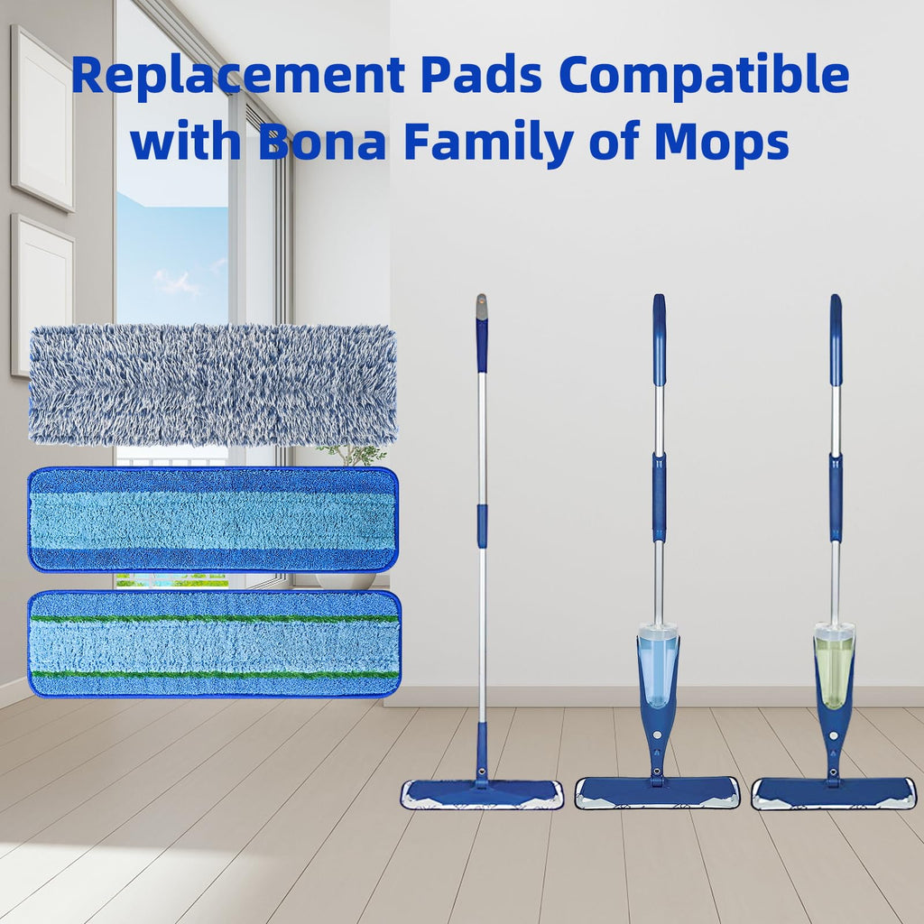 3 Pack Deep Clean Pads for Bona Family of Mops | Washable & Reusable Microfiber Cleaning Pad for Hardwood and Multi-Surface