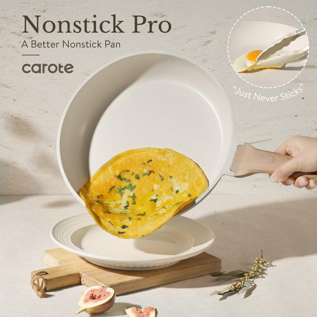 CAROTE 21pcs Pots and Pans Set Nonstick, Cookware Set Black Induction Kitchen Cooking Set w/Frying Pans & Saucepans(PFOS, PFOA Free)