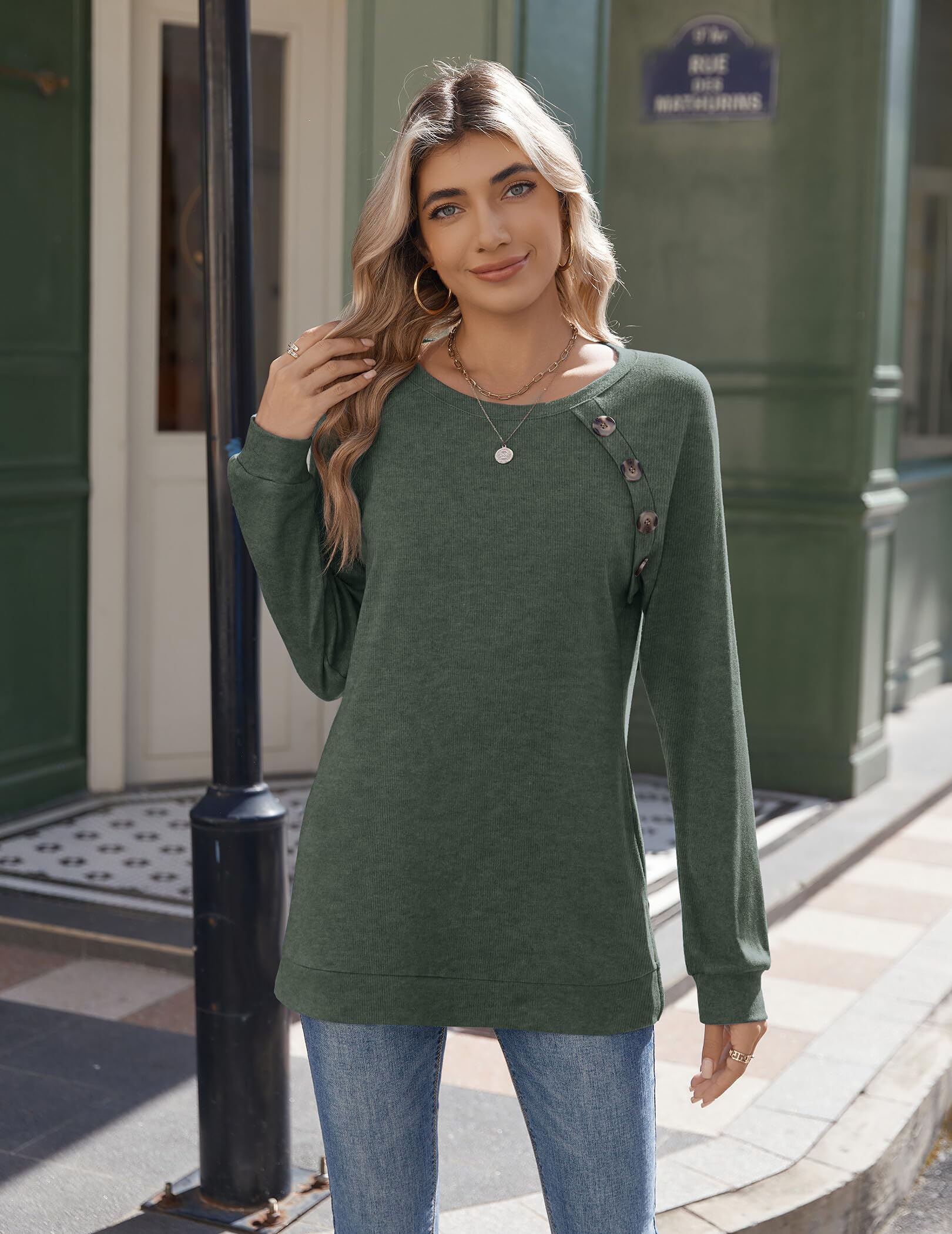 Zeagoo Womens Long Sleeve Tshirts Casual Tunic Tops Work Fashion Cute Sweaters Fall Outfits 2026 Dressy Blouse