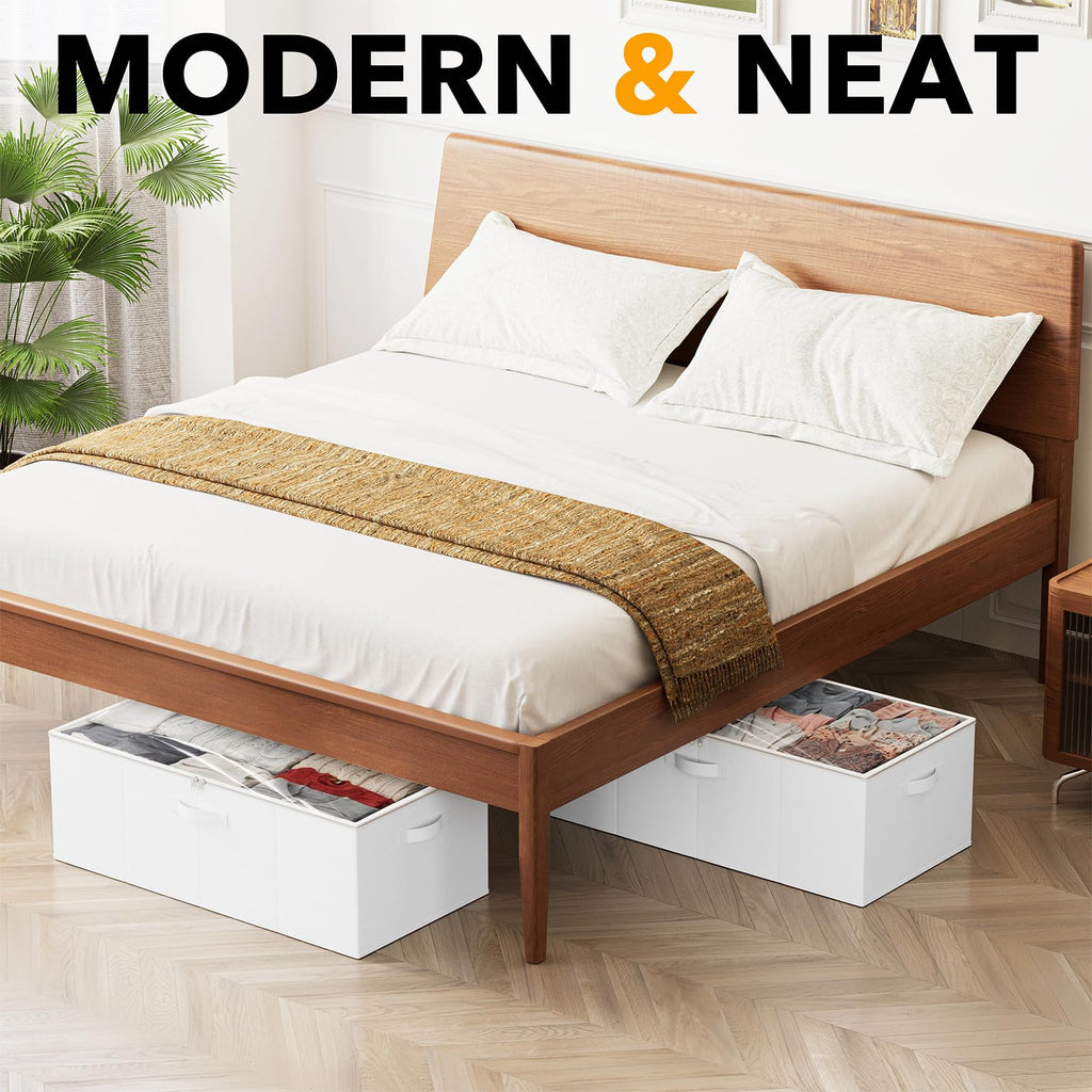 SpaceAid Paquete de 2 Contenedores de Almacenamiento Debajo de la Cama de 10" de Alto, Organizadores Grandes de Almacenamiento Debajo de la Cama con Tapas para Dormitorio, Residencia Estudiantil, Ropa
