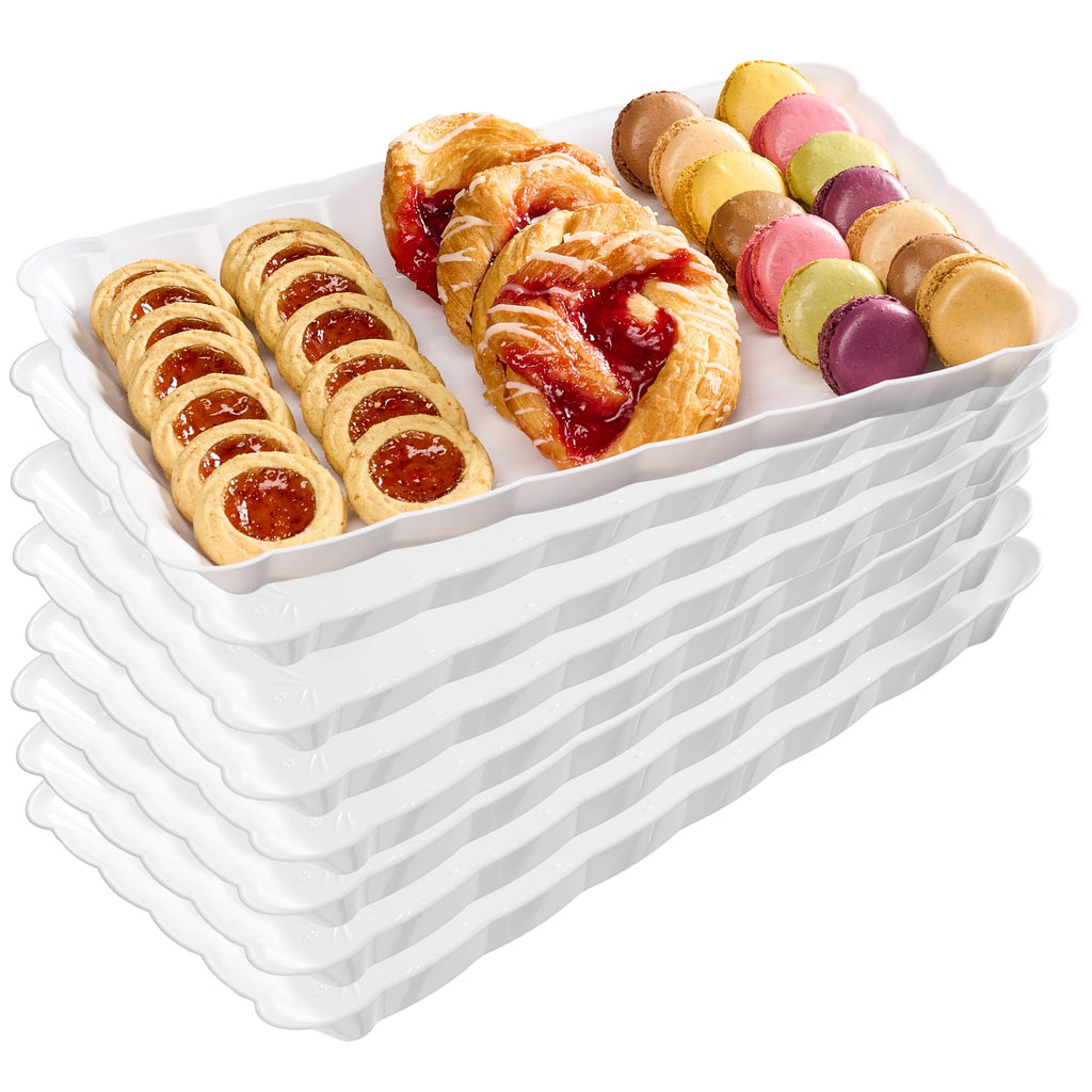 Plasticpro Plastic Serving Trays - Serving Platters Rectangle 9X13 Disposable Party Dish 4 Black Trays