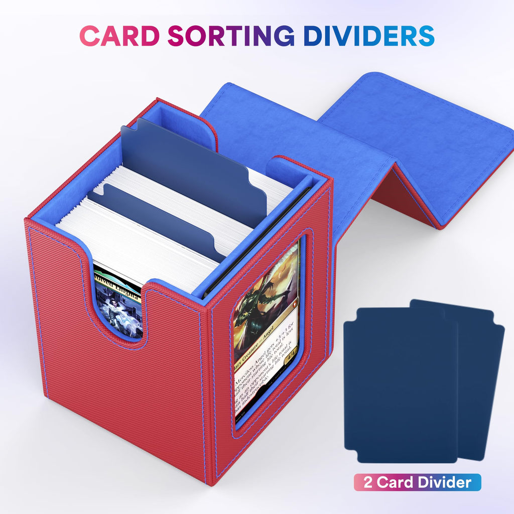 UAONO 4 Pack MTG Commander Deck Box, Independent Commander Display, Fits 400 Double-Sleeved Cards, Magnetic Deck Case for Magic the Gathering TCG, 8 Dividers & 4 Top Loaders (4 Color)