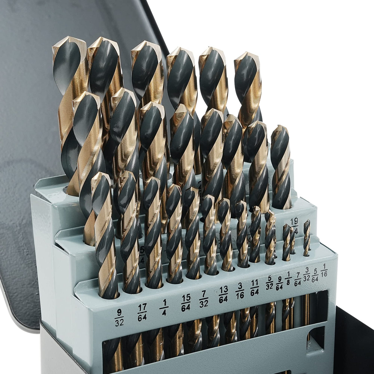 GMTOOLS 13Pcs Cobalt Drill Bits Set, M35 HSS 135 Degree Tip, Twist Jobber Length Drill Bit Kit for Hardened Metal, Cast Iron, Stainless Steel, Plastic and Wood with Storage Case 1/16"-1/4"