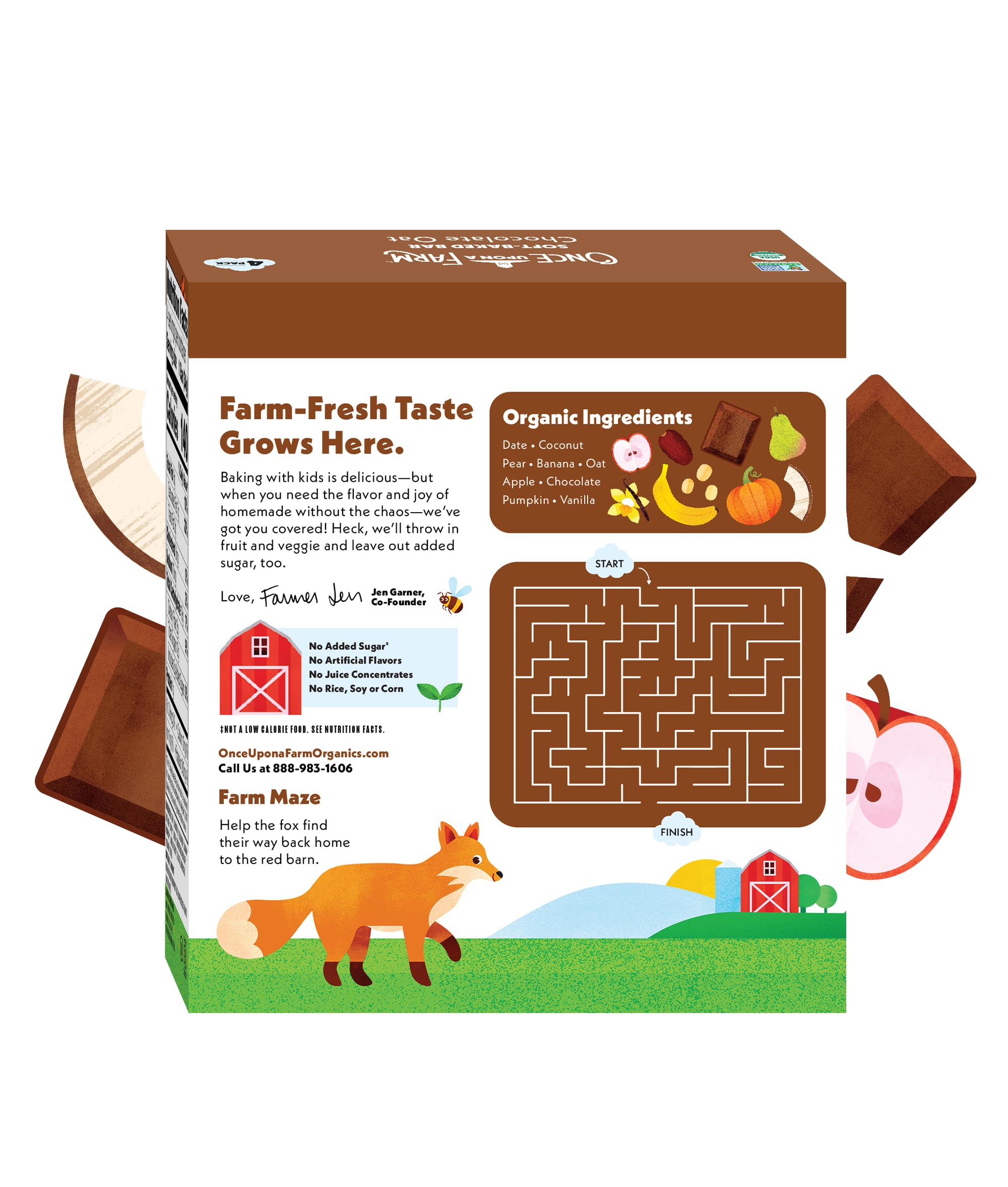 Once Upon A Farm Soft-Baked Bars, Apple & Oat, Kosher, USDA Certified Organic, Non-GMO, 4 Count, 4.8 Ounce (Pack of 8)