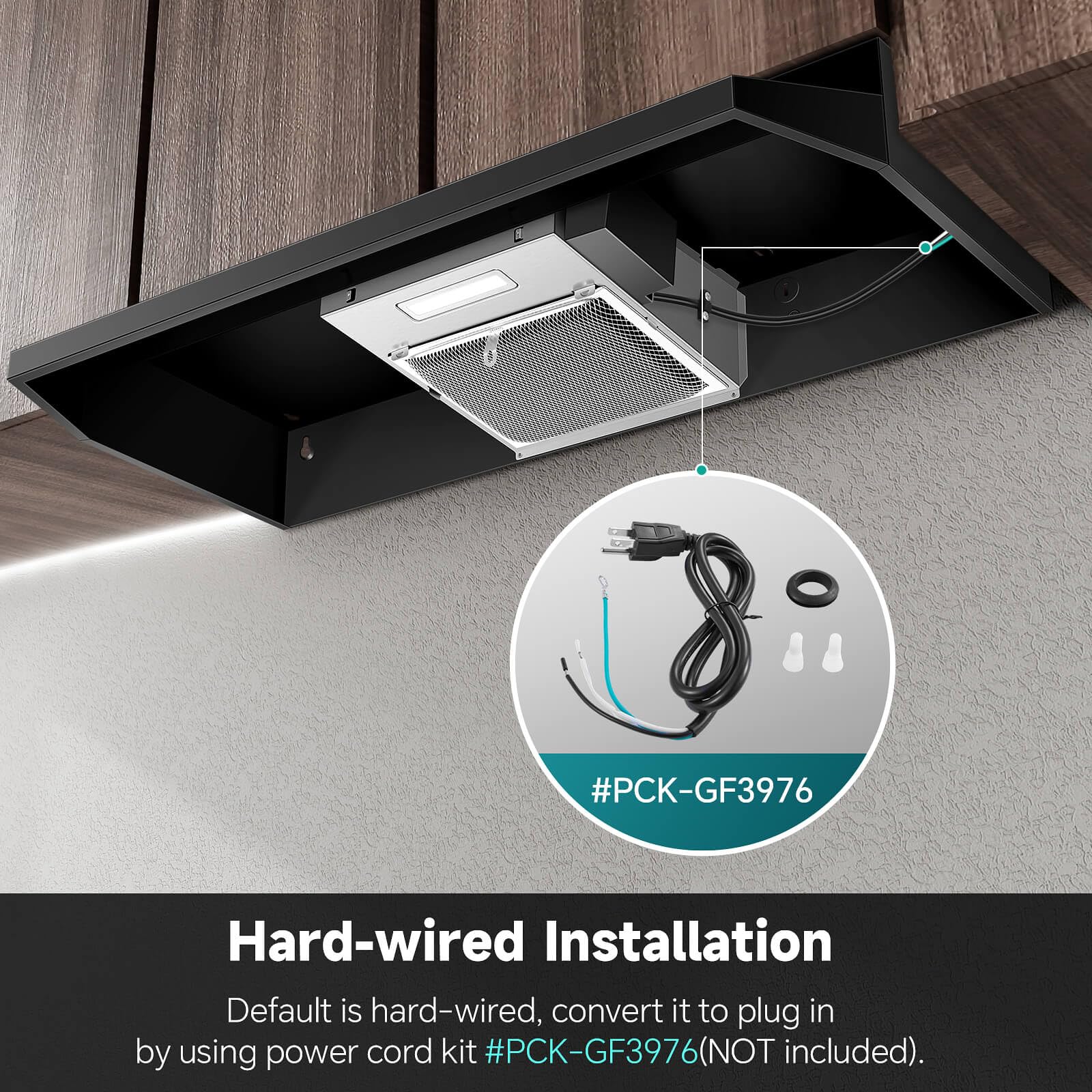 SNDOAS Black Range Hood 24 inch,Ducted/Ductless Range Hood Under Cabinet,Black Coating Stainless Kitchen Exhaust Hood with 2-speed Fan,230 CFM,Rocker Switch,Hard-wired Stove Vent, Ventless Hood
