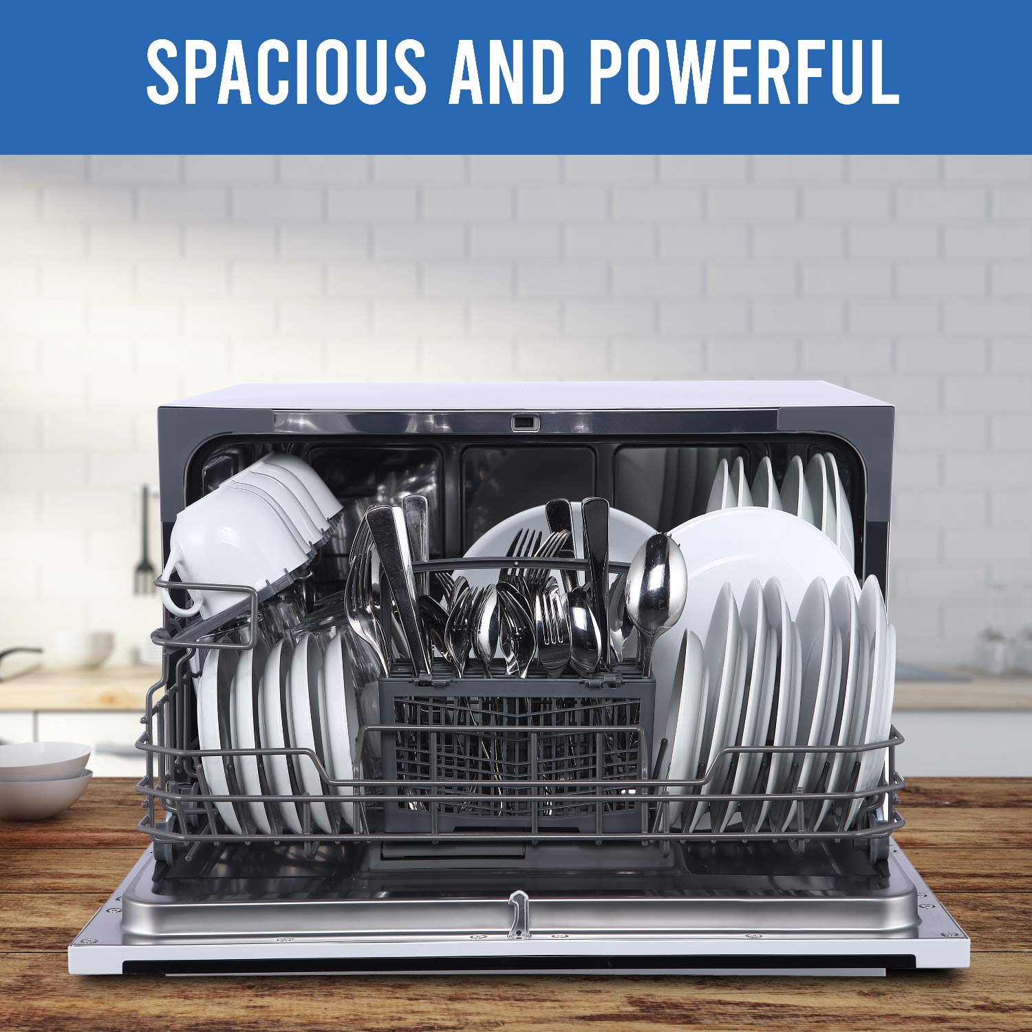 Farberware Compact 6-Place Setting Dishwasher - Portable Mini Countertop Dishwasher with 7 Wash Programs - Perfect for Small Spaces Like Apartment, Dorm, Boat, Camper/RV