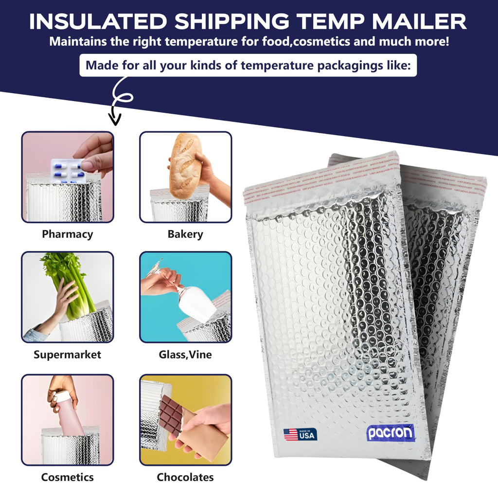 200-Pack Insulated Silver Thermal Bubble Mailers 6 x 7 - Waterproof Metallic Foil Self-Sealing Padded Envelopes for Cold Shipping, Perishables, Food, Cosmetics, Pharmaceuticals