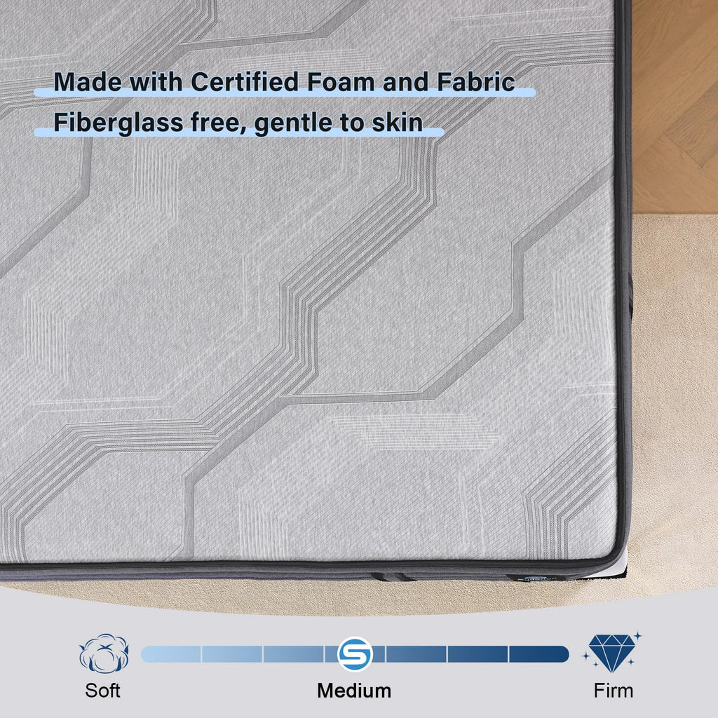 Suiforlun Full Size Mattress, 14 Inch Gel Memory Foam Hybrid Full Mattress in a Box with Pocket Springs, Euro Top Luxury 7 Premium Layers, Cooling Comfort & Pain Relief, Medium-Firm