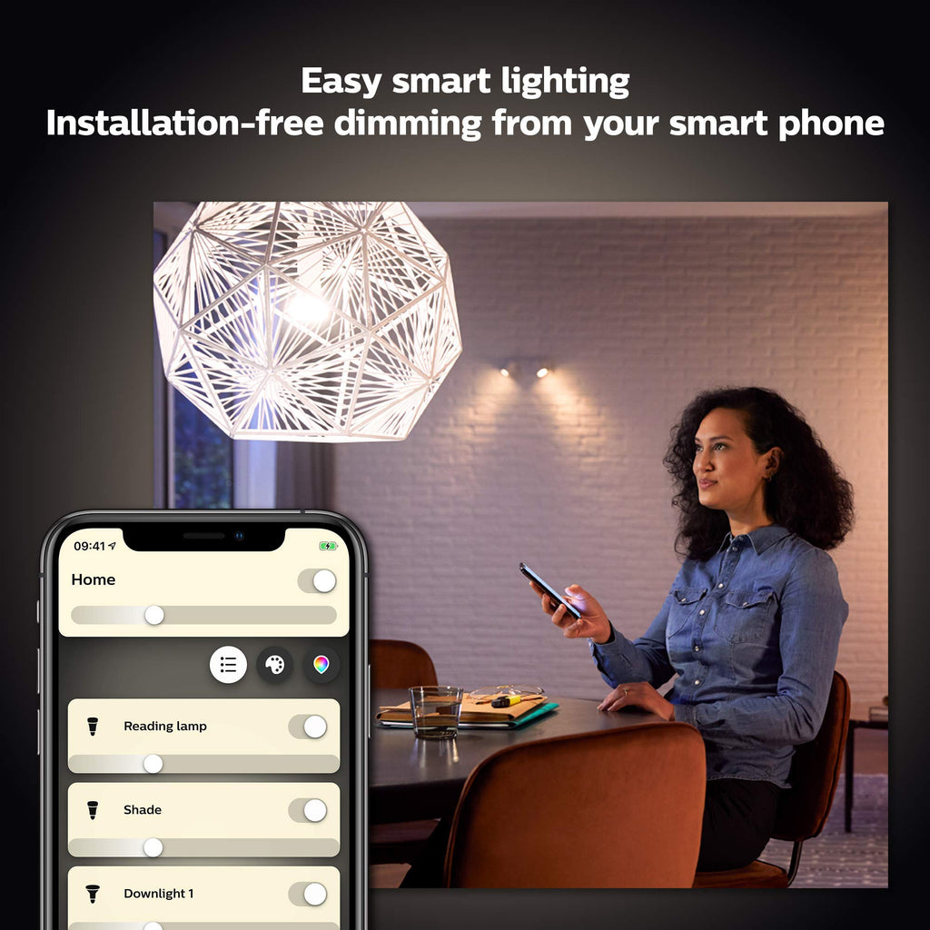Philips Hue Smart 40W B39 Candle-Shaped LED Bulb - Soft Warm White Light - 2 Pack - 450LM - E12 - Indoor - Control with Hue App - Works with Alexa, Google Assistant and Apple Homekit