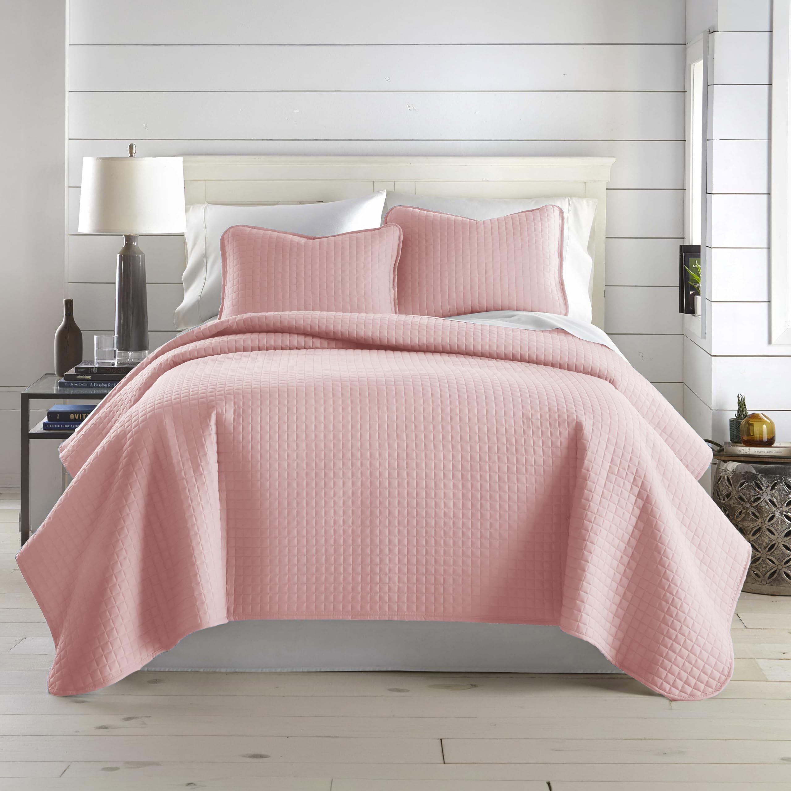Southshore Fine Living, Inc. XL Twin Quilt Set, Microfiber Quilted Bedspread, White Bedding Twin Coverlet w/Pillow Sham, Pet Hair Resistant Bedding Coverlet Set, Quilted Coverlet, Bright White Quilt