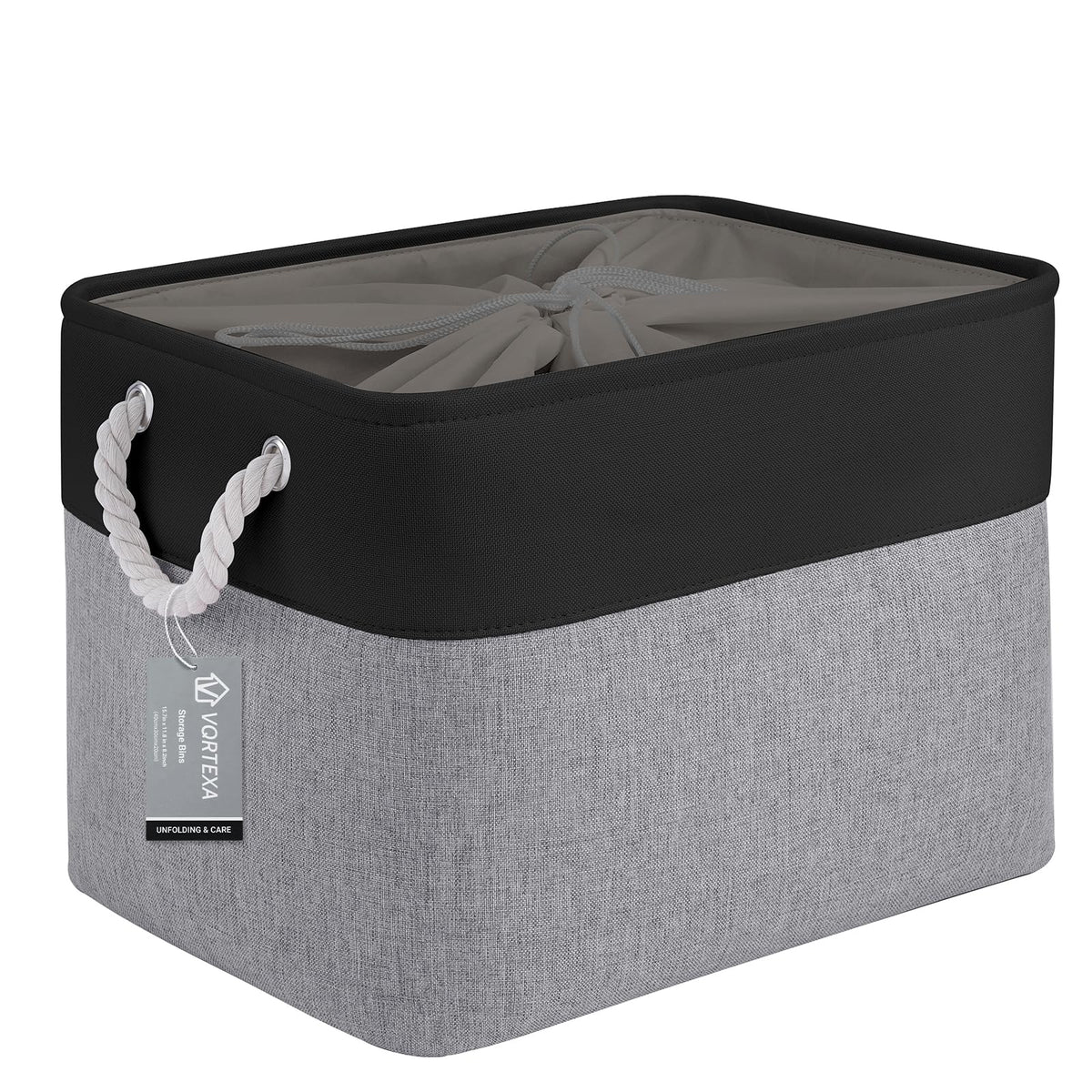 Storage Baskets for Shelves 11.8x7.9x5.2 Inch, Foldable Fabric Storage Bins with Handles, Small Storage Baskets for Organizing Closet, Office, Home Organization (1-Pack, Gray)