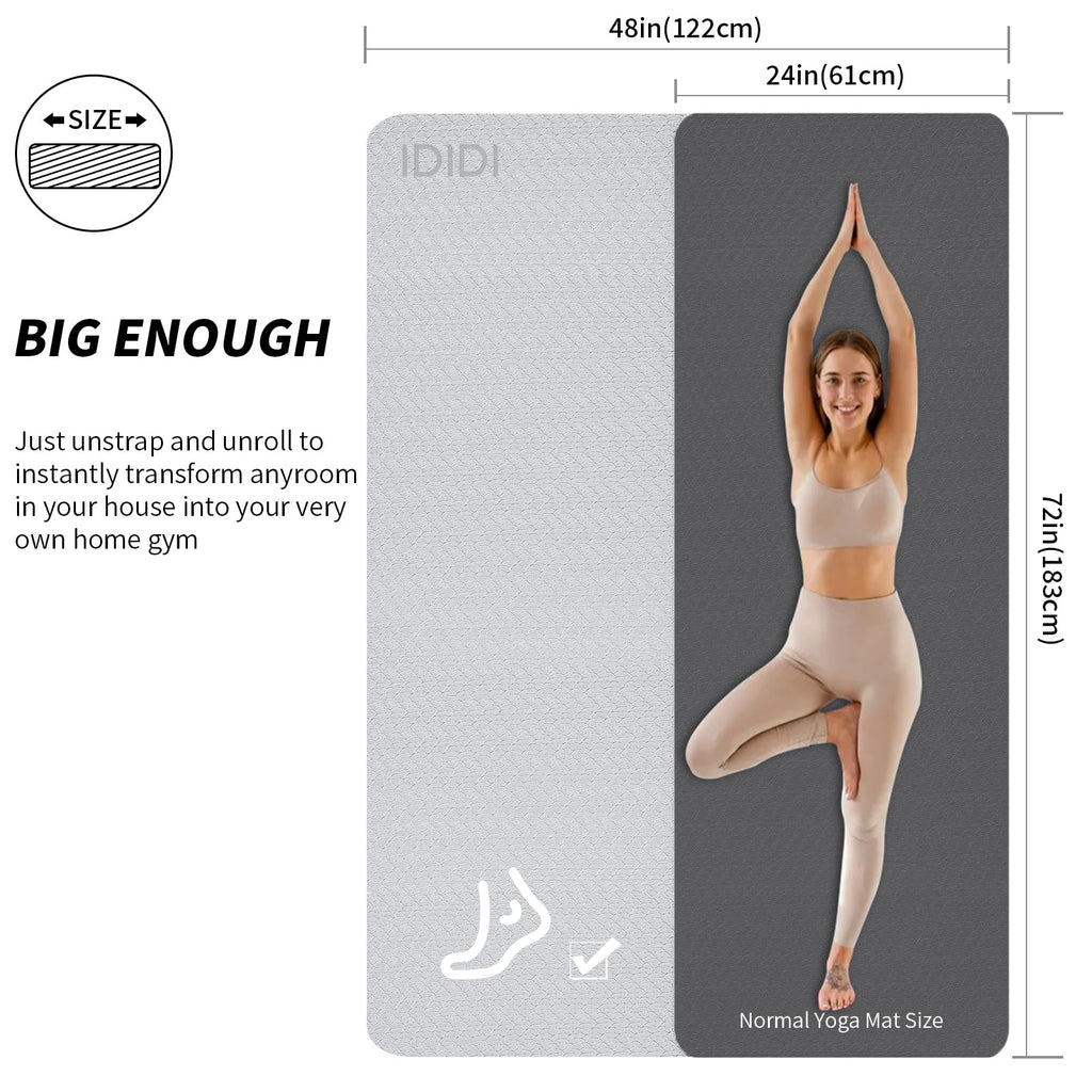 Large Yoga Mat (6'x 4')-POE 0.28''/0.32''/0.4'' Thick Fitness Mat, Eco-Friendly Exercise Mat for Home Workouts, Ideal for Yoga and Pilates