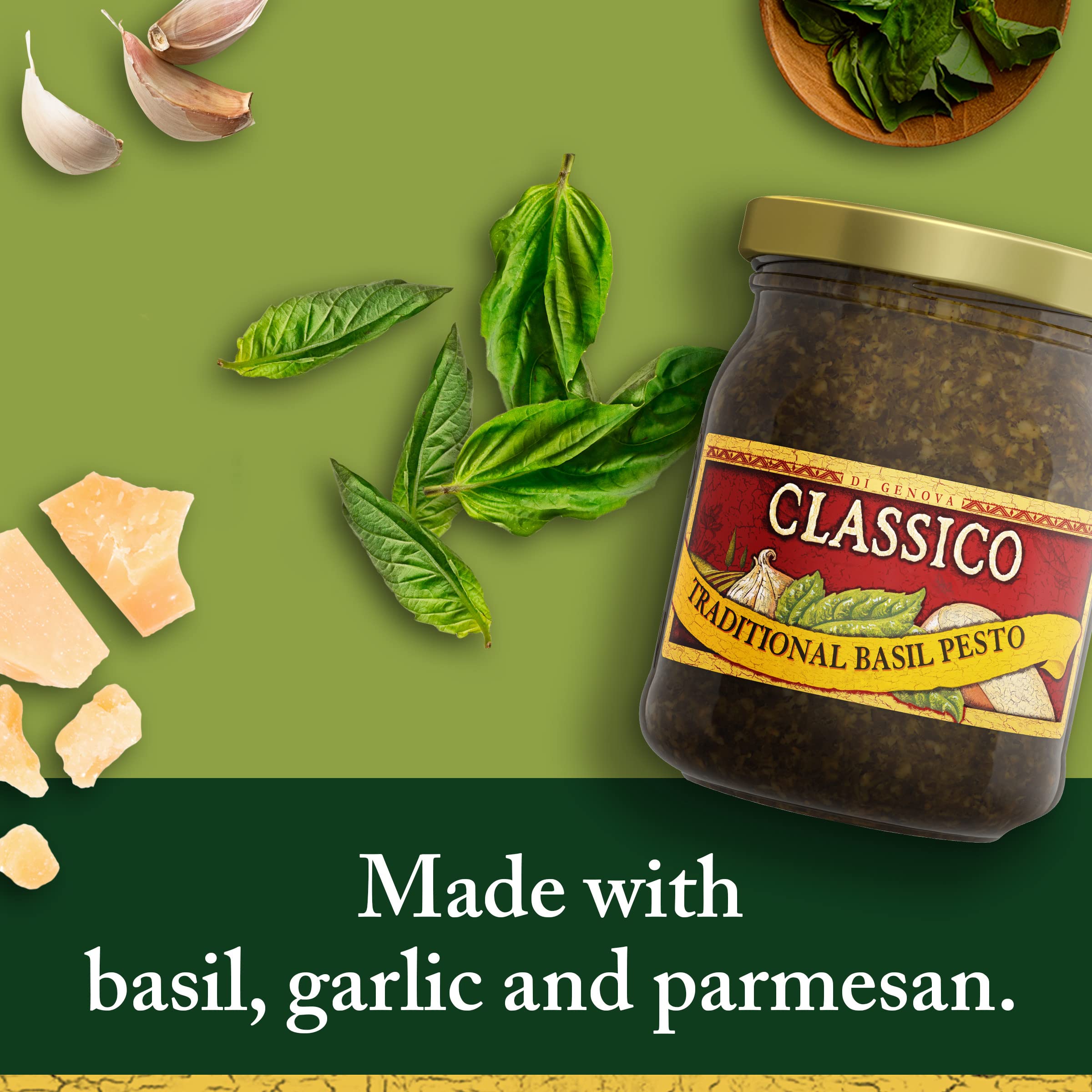 Classico Signature Recipes Traditional Basil Pesto Sauce & Spread, 8.1 oz Jar