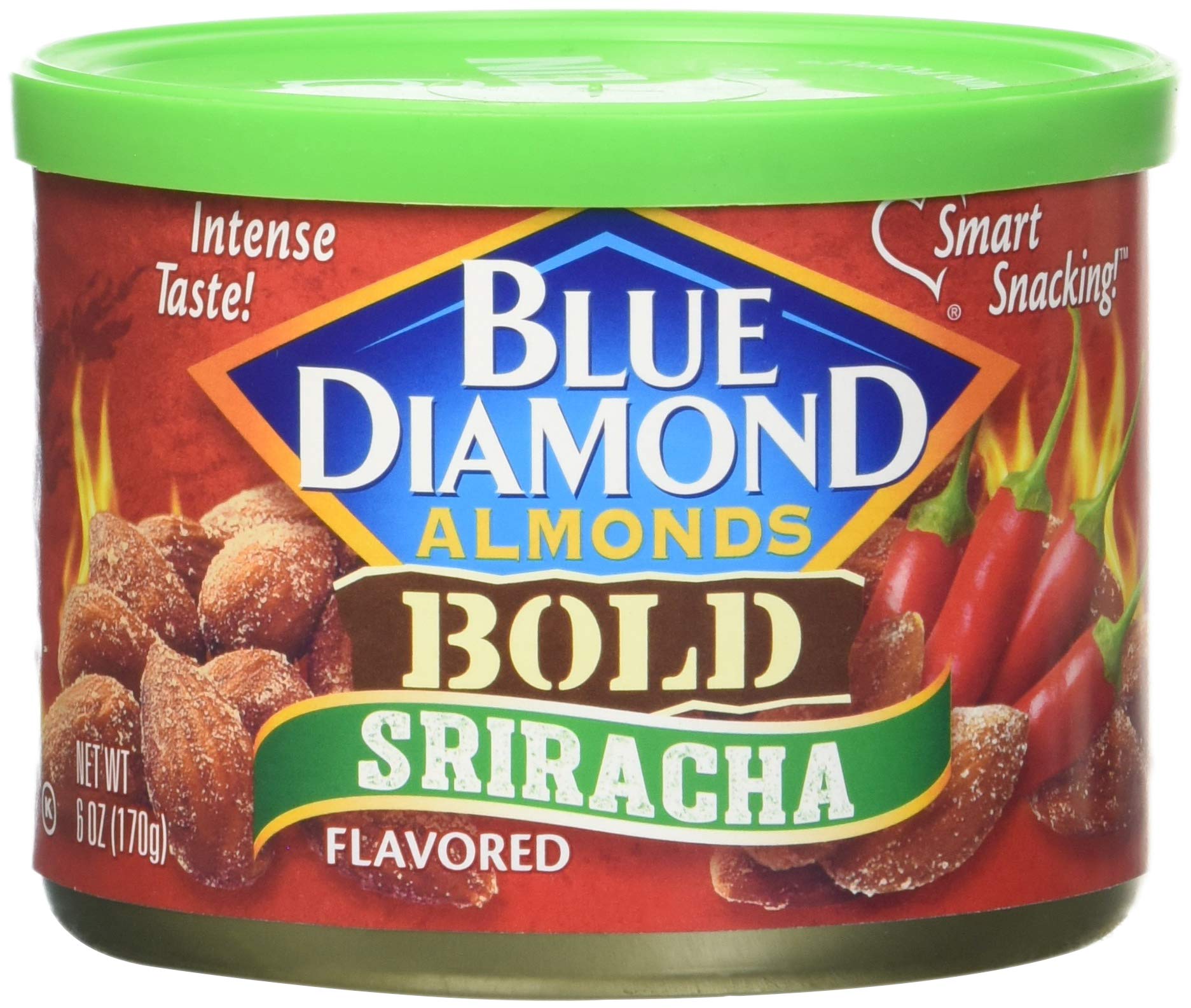 Blue Diamond Almonds Sriracha Flavored Snack Nuts, 6 Oz Resealable Can (Pack of 1)