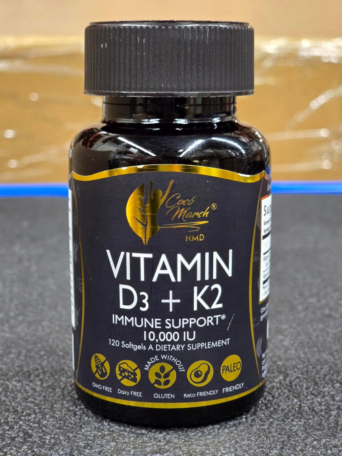 Cocó March N.M.D Vitamin D3+K2 10,000 IU - High Potency Supplement for Women & Men, Immune Support, Bone & Joint Health - Gluten-Free, Non-GMO, 4 Month Supply, 250 mcg D3, 180 mcg of Vitamin K2