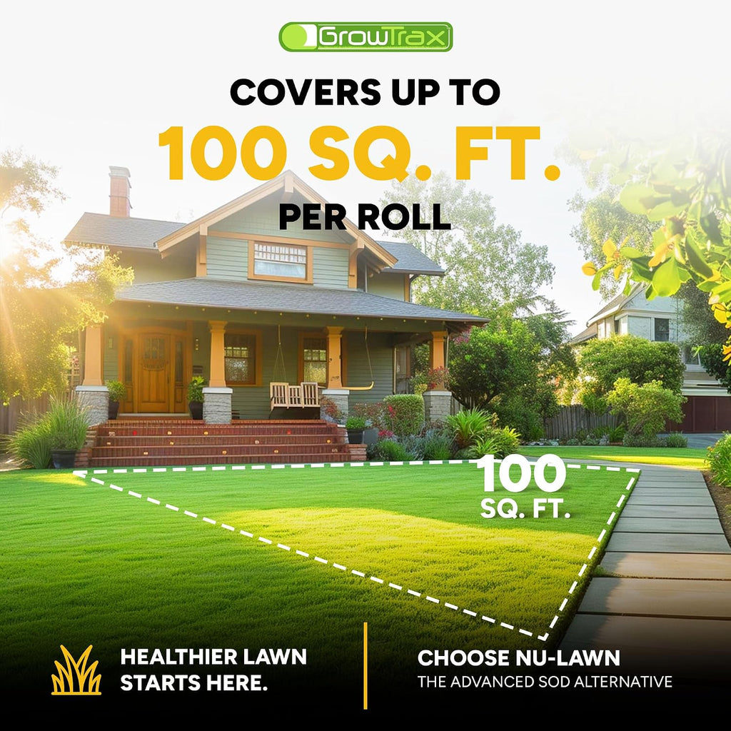 Growtrax Biodegradable Grass Seed - 100 SQFT Bermuda Rye - Grass Seed and Fertilizer for Lawns, Dog Patches & Shade - Just Water & Grow - No Fake or Artificial Grass